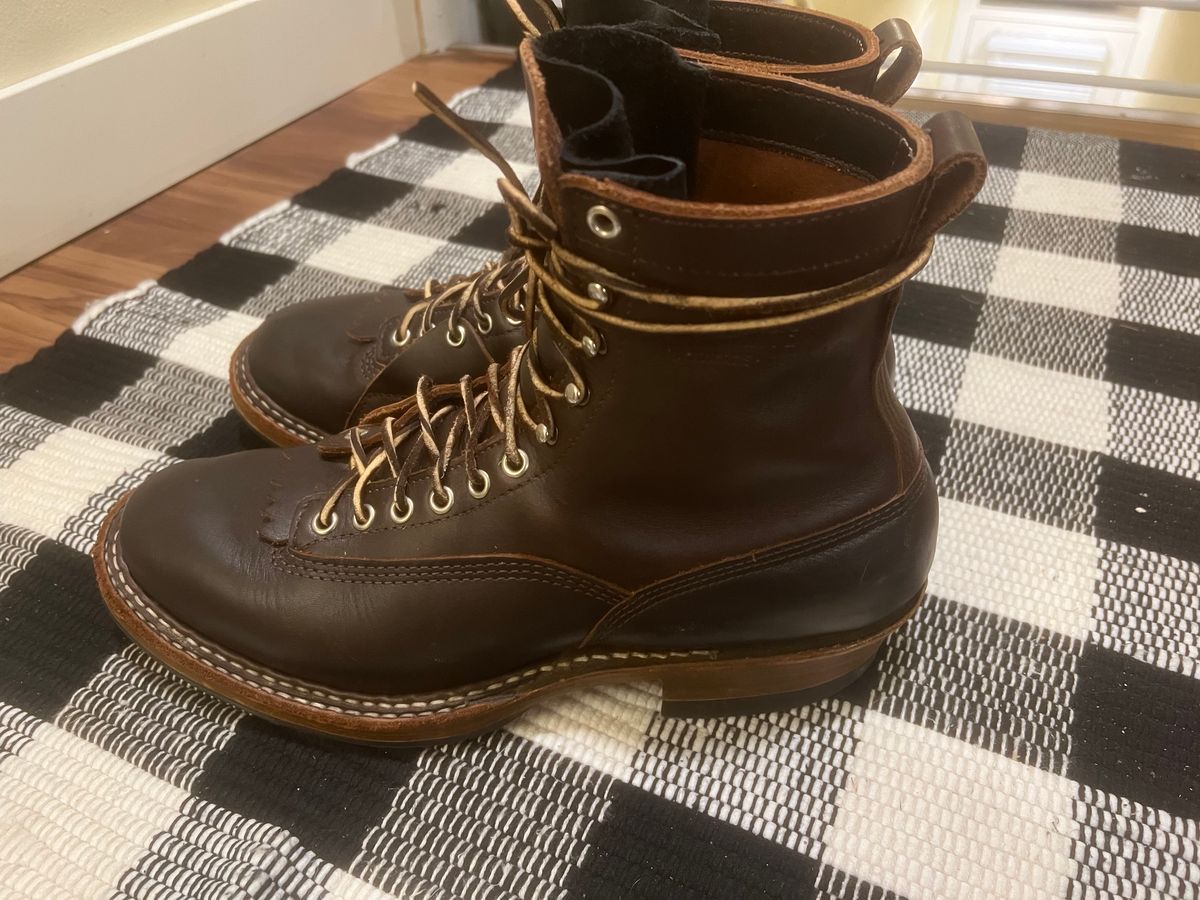 Photo by physicaltherapyboots on November 9, 2023 of the White's x Stitchdown Wallace LTT Boot in Seidel Brown Dress.