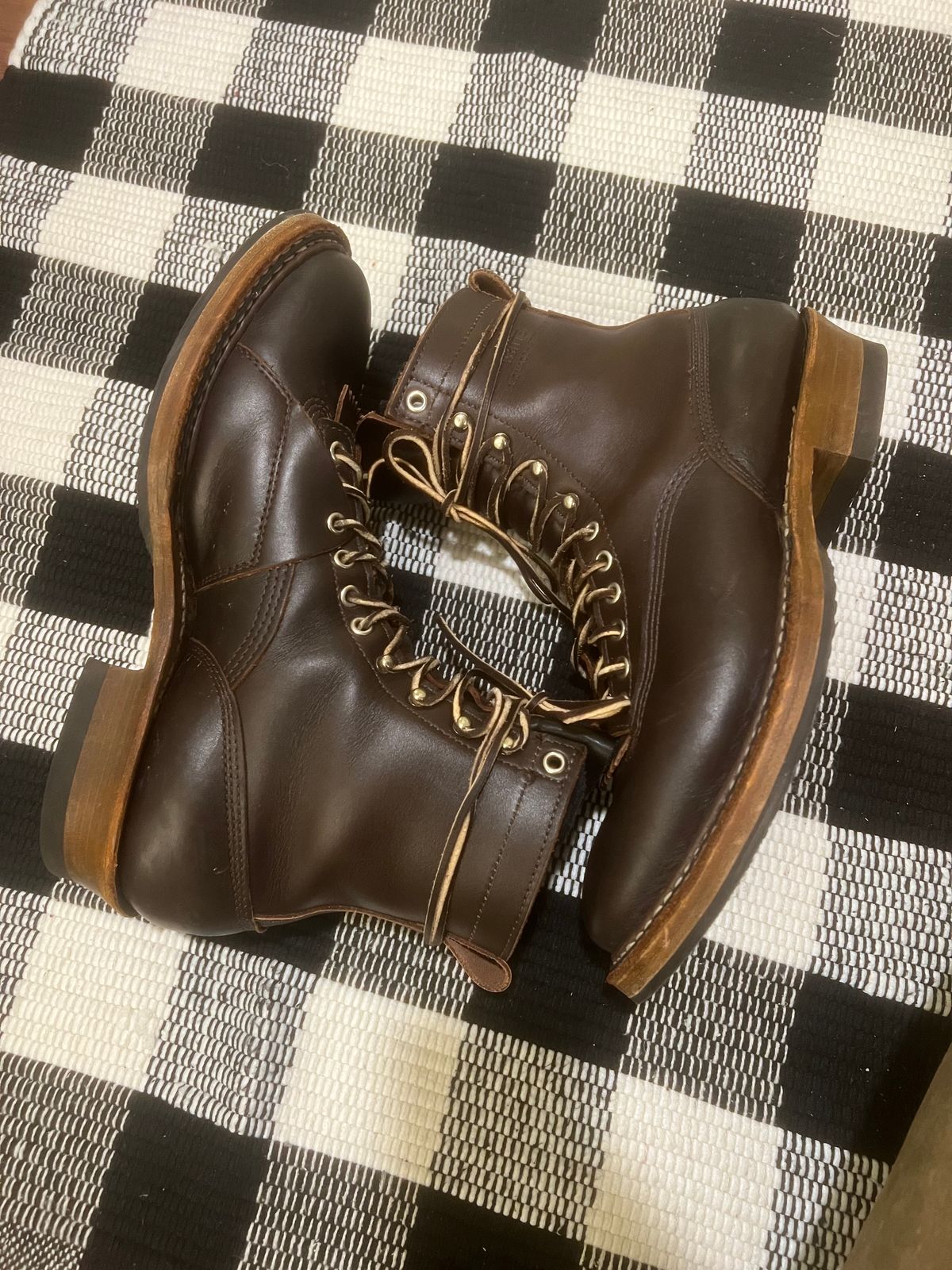 Photo by physicaltherapyboots on November 9, 2023 of the White's x Stitchdown Wallace LTT Boot in Seidel Brown Dress.