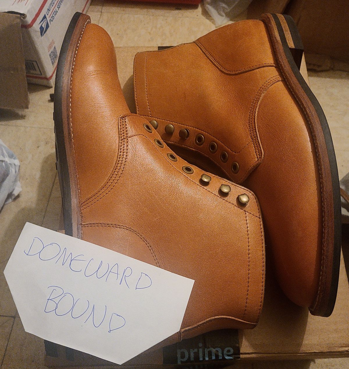 Photo by False.Idle.Warship on November 5, 2023 of the Grant Stone Diesel Boot in Horween Tan Essex.