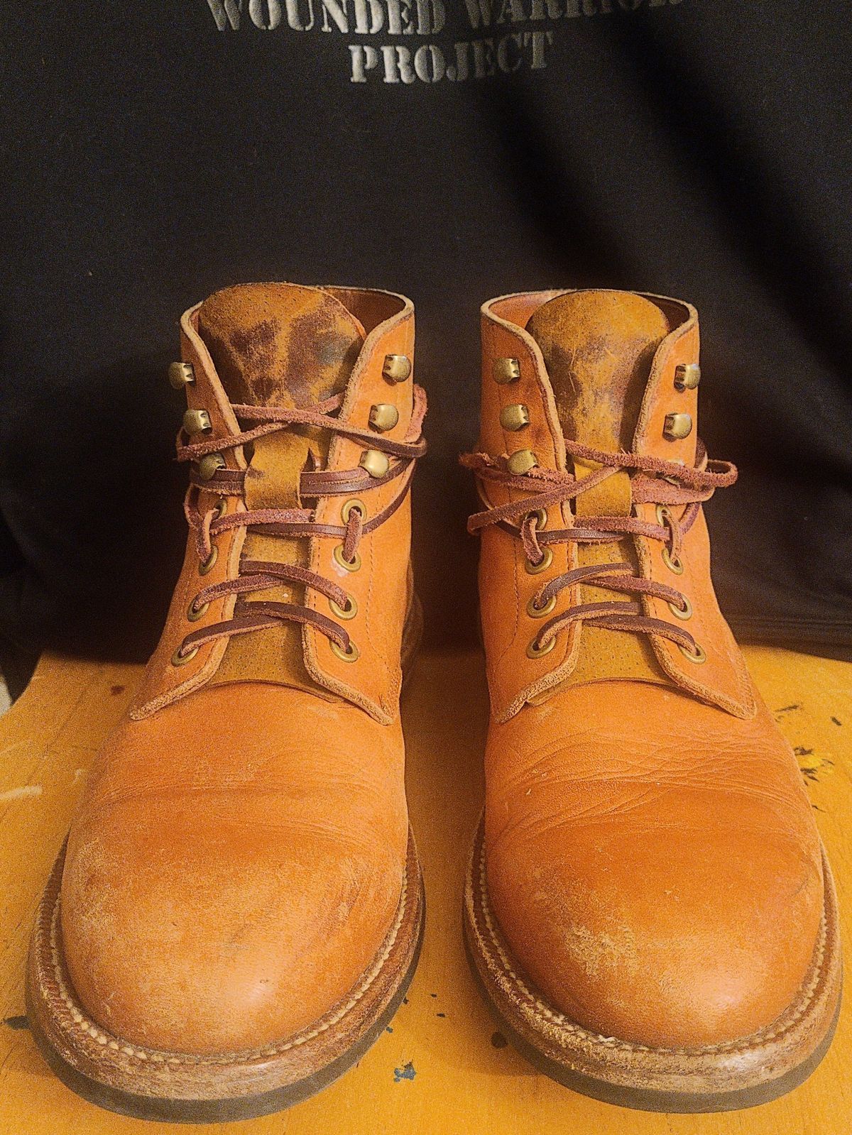 Photo by False.Idle.Warship on February 6, 2024 of the Grant Stone Diesel Boot in Horween Tan Essex.