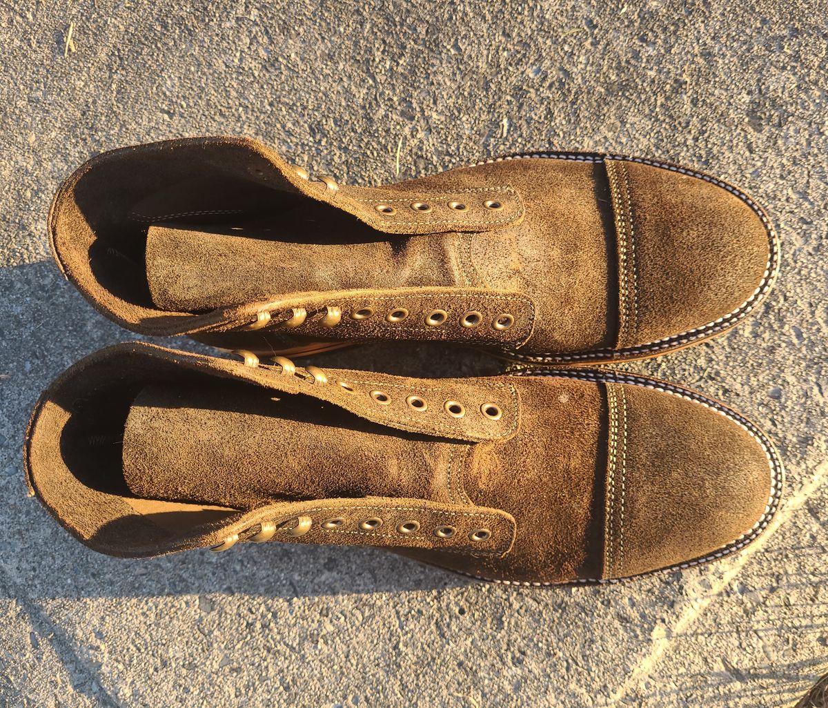 Photo by False.Idle.Warship on October 5, 2025 of the Parkhurst The Richmond in Dark Olive Waxed Roughout.