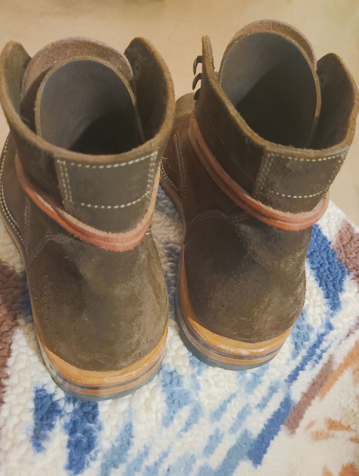 Photo by False.Idle.Warship on November 6, 2025 of the Parkhurst The Richmond in Dark Olive Waxed Roughout.