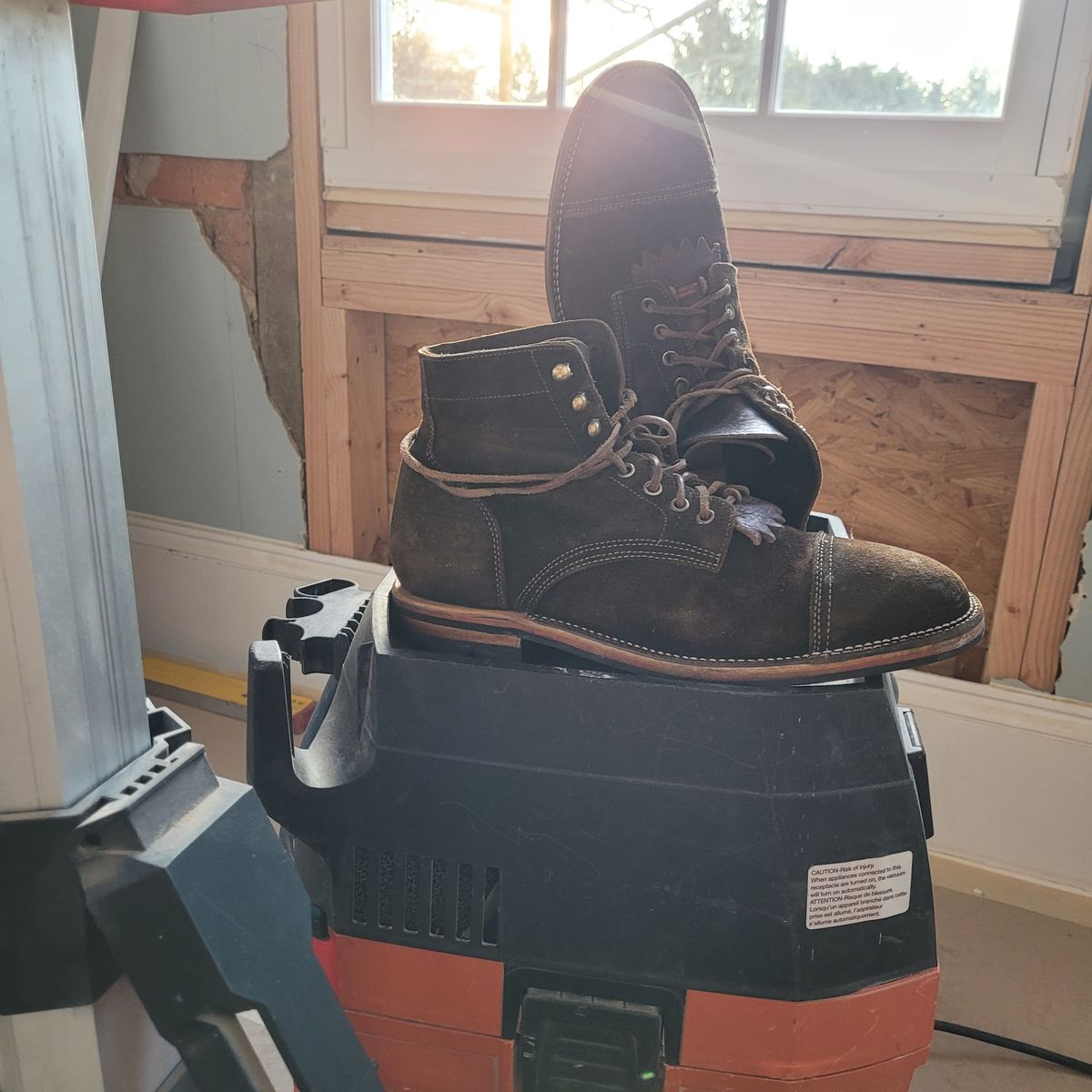 Photo by False.Idle.Warship on December 29, 2025 of the Parkhurst The Richmond in Dark Olive Waxed Roughout.