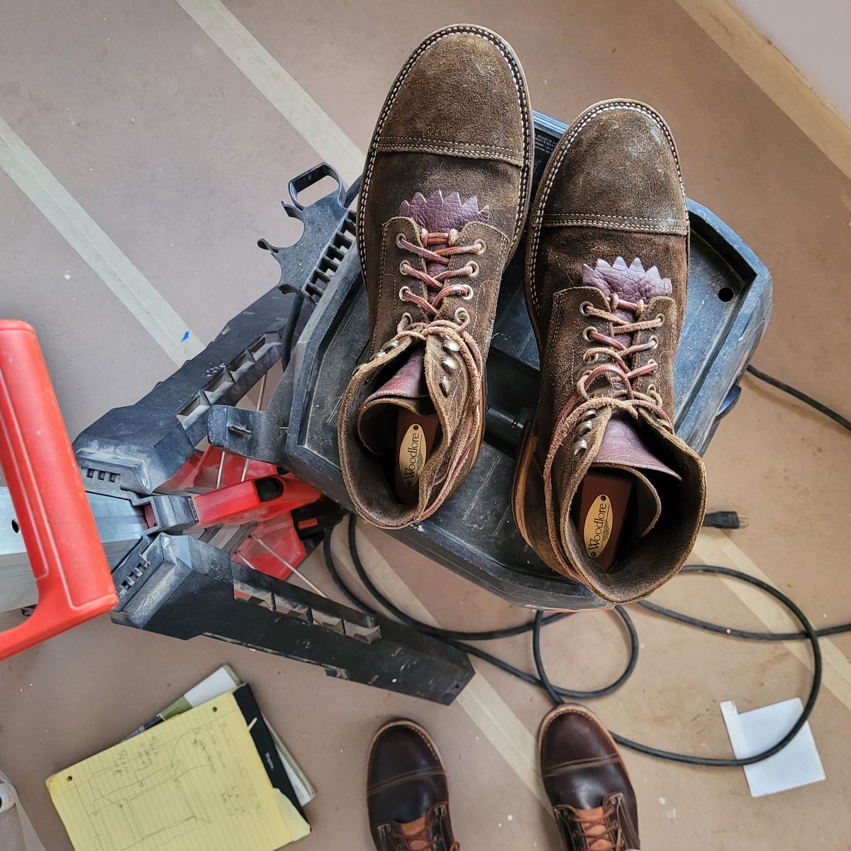 Photo by False.Idle.Warship on December 29, 2025 of the Parkhurst The Richmond in Dark Olive Waxed Roughout.