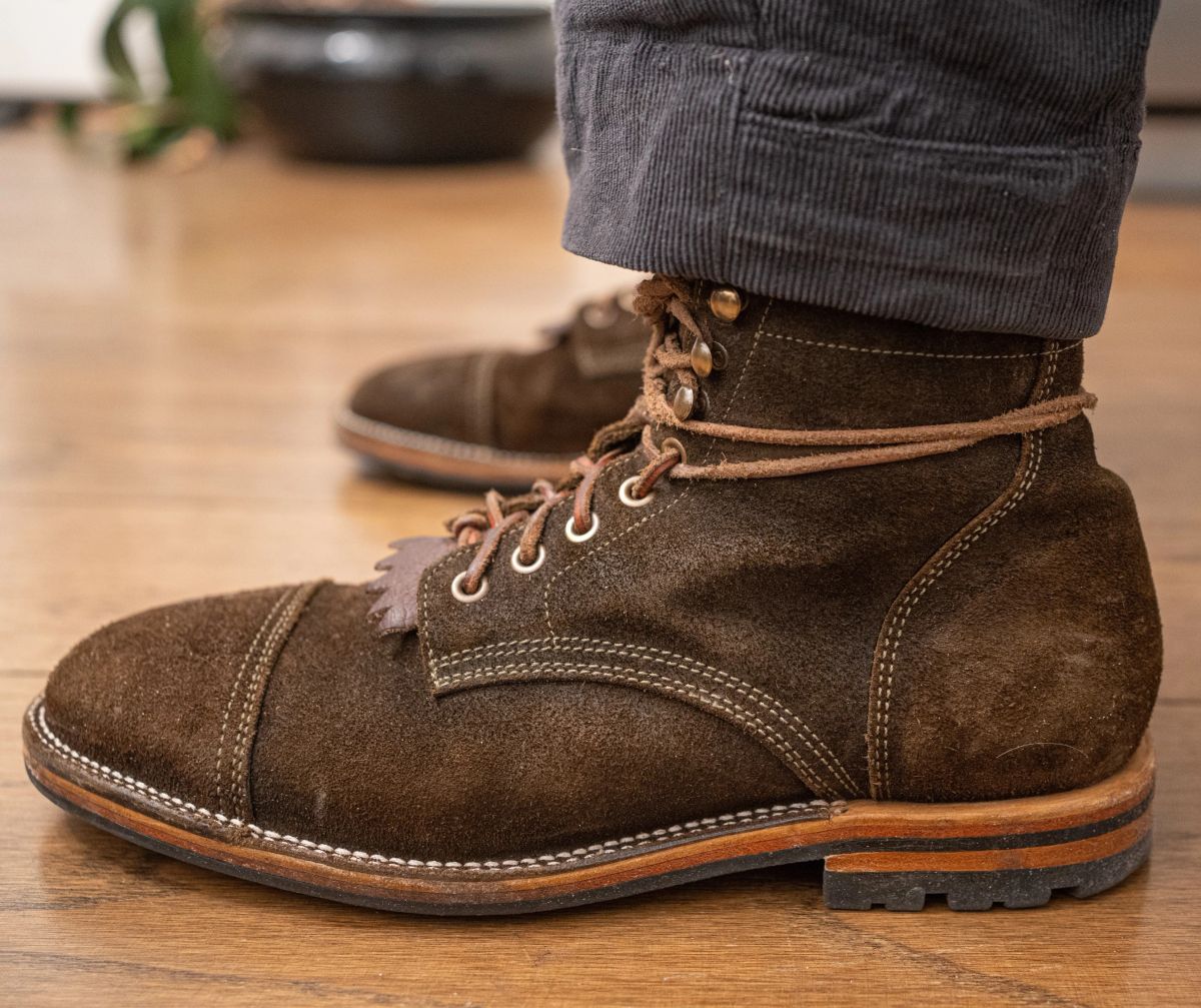 Photo by False.Idle.Warship on March 6, 2026 of the Parkhurst The Richmond in Dark Olive Waxed Roughout.