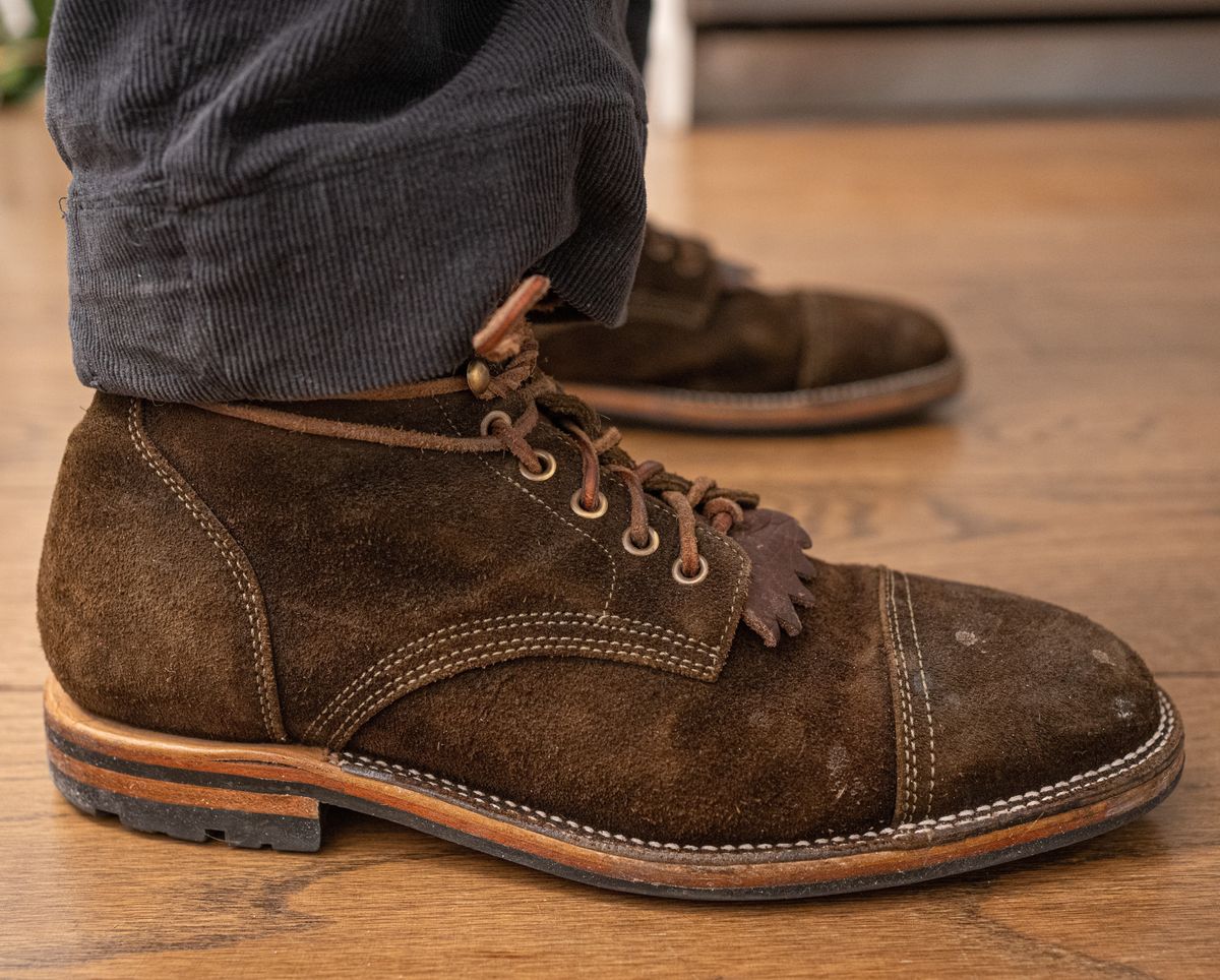 Photo by False.Idle.Warship on March 6, 2026 of the Parkhurst The Richmond in Dark Olive Waxed Roughout.