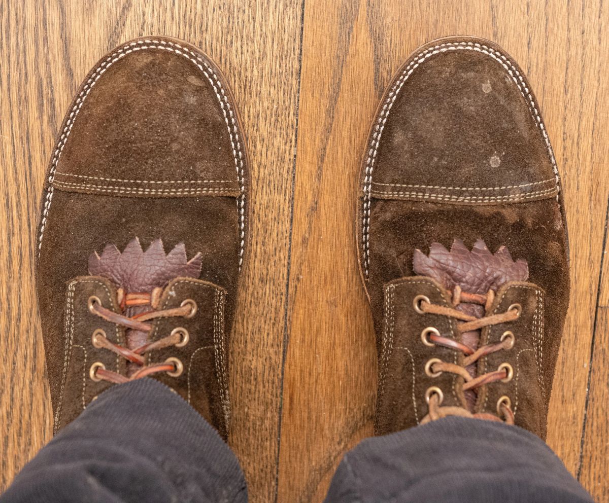 Photo by False.Idle.Warship on March 6, 2026 of the Parkhurst The Richmond in Dark Olive Waxed Roughout.