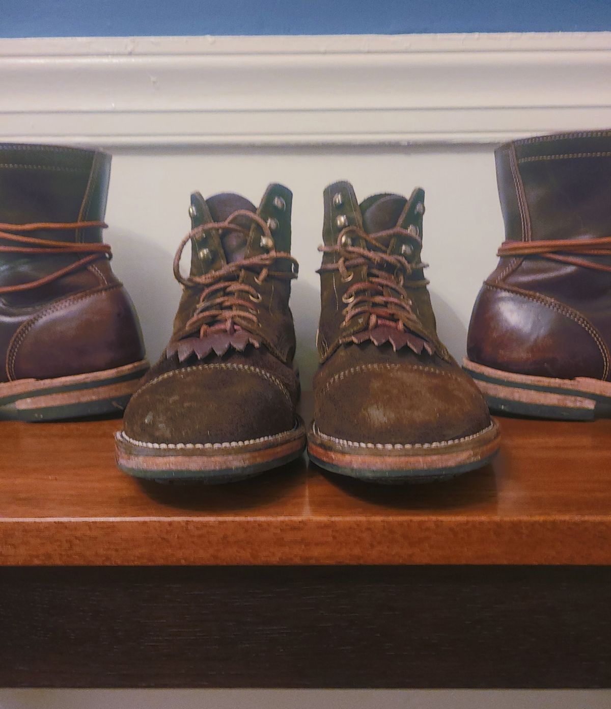 Photo by False.Idle.Warship on March 6, 2026 of the Parkhurst The Richmond in Dark Olive Waxed Roughout.