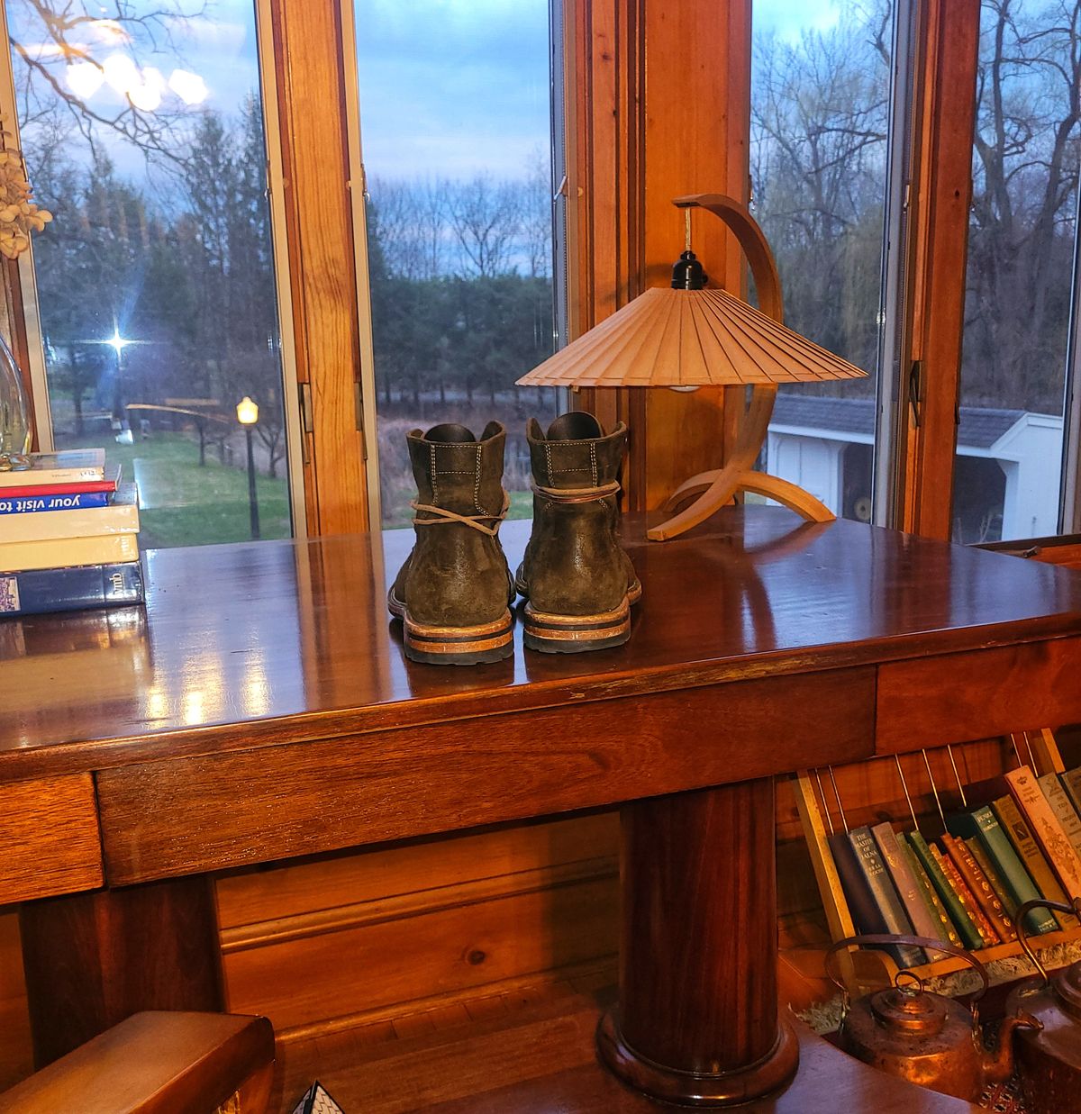 Photo by False.Idle.Warship on April 5, 2026 of the Parkhurst The Richmond in Dark Olive Waxed Roughout.