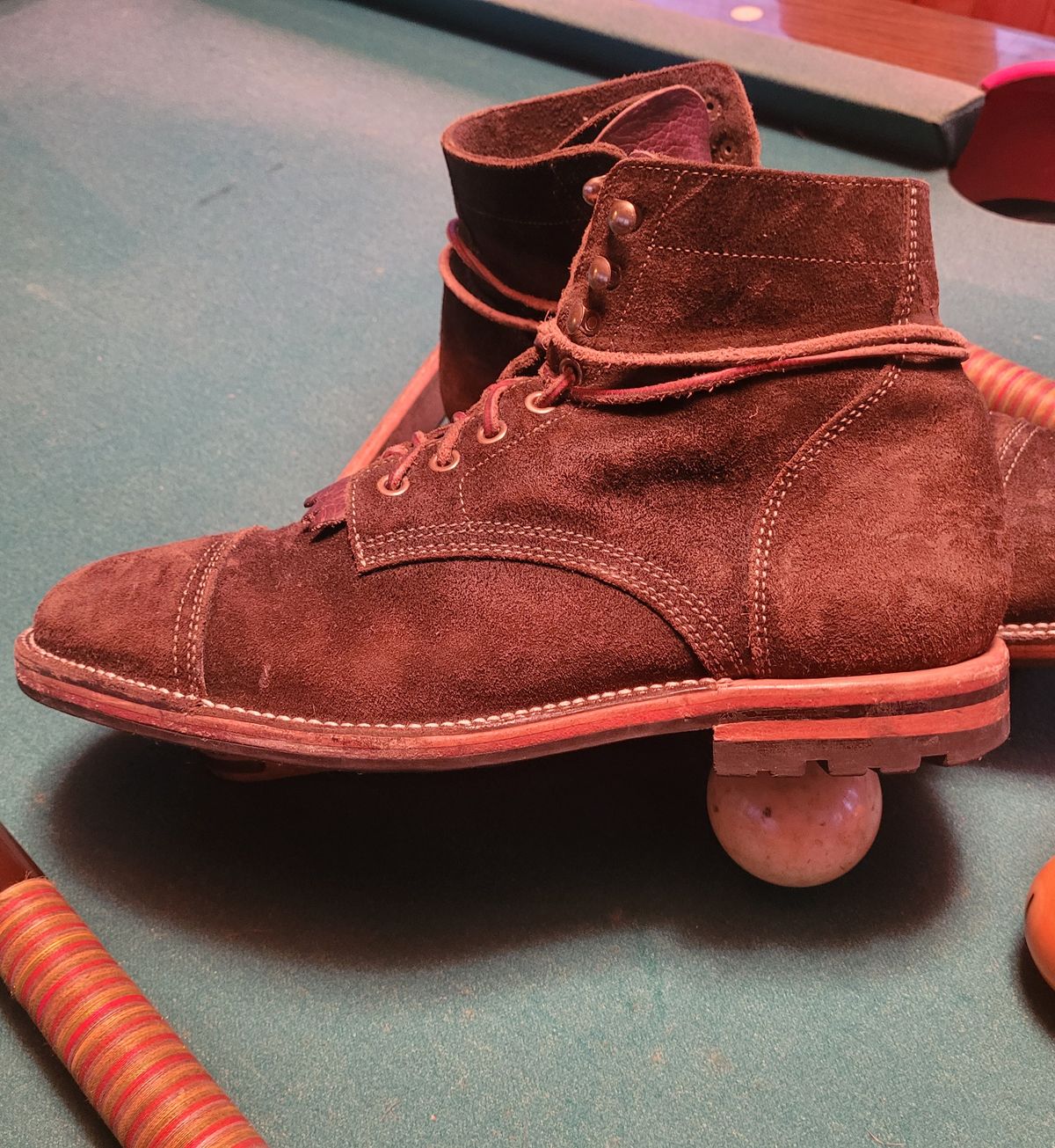 Photo by False.Idle.Warship on April 5, 2026 of the Parkhurst The Richmond in Dark Olive Waxed Roughout.