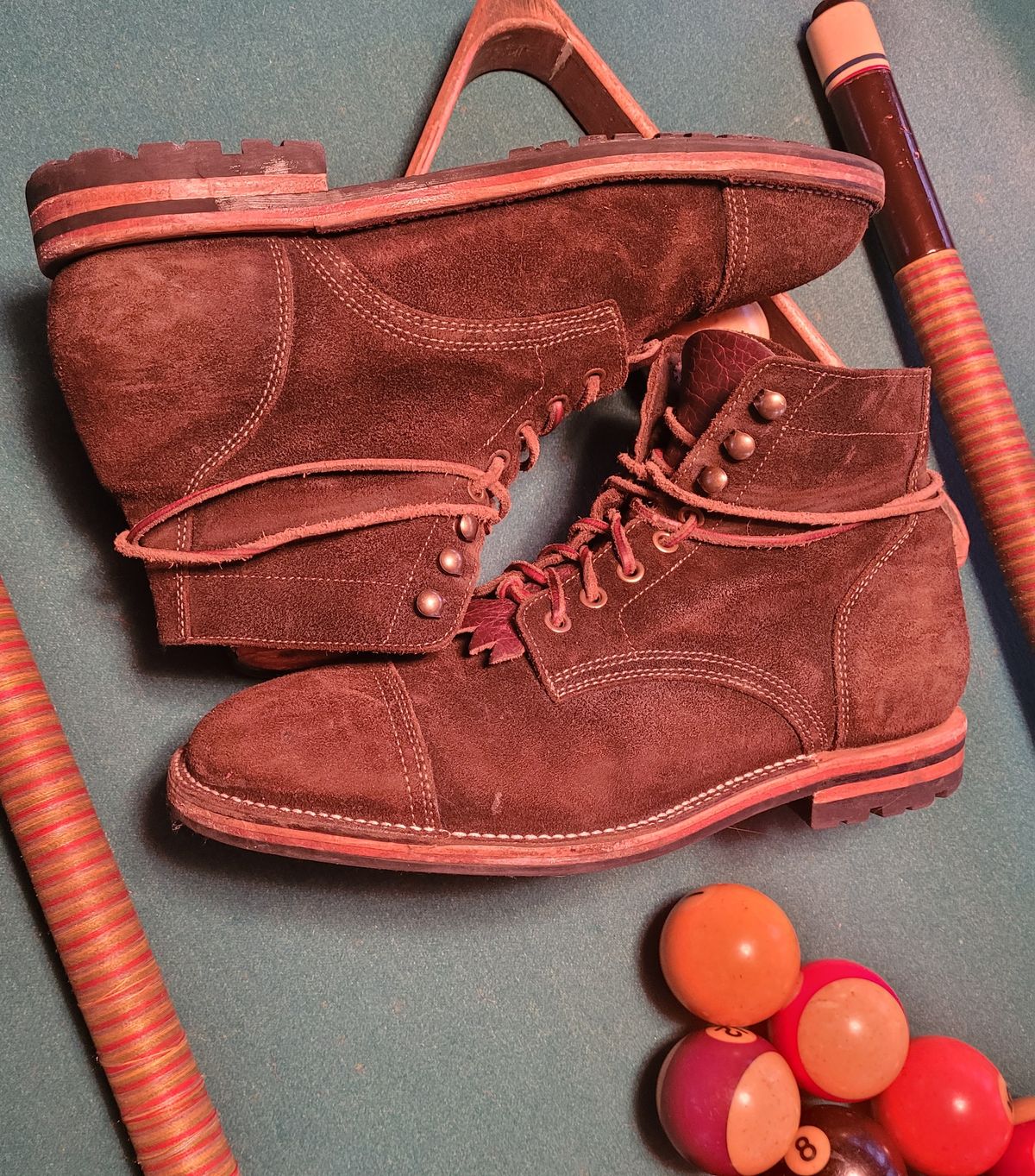 Photo by False.Idle.Warship on April 5, 2026 of the Parkhurst The Richmond in Dark Olive Waxed Roughout.