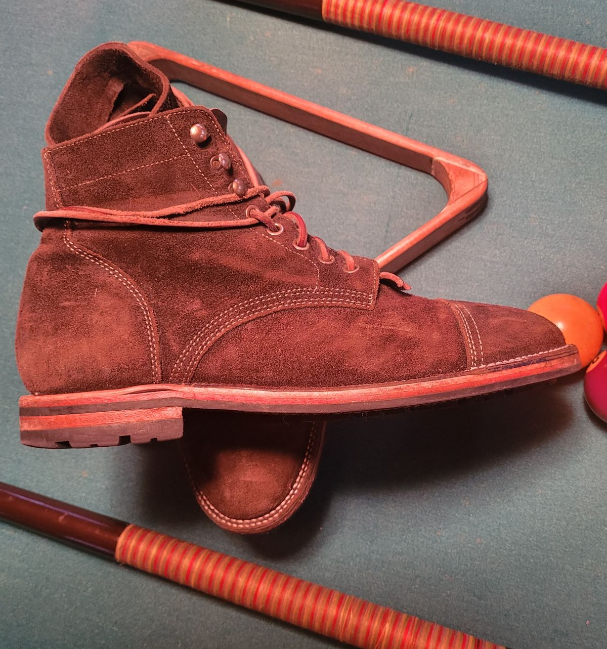 Photo by False.Idle.Warship on April 5, 2026 of the Parkhurst The Richmond in Dark Olive Waxed Roughout.