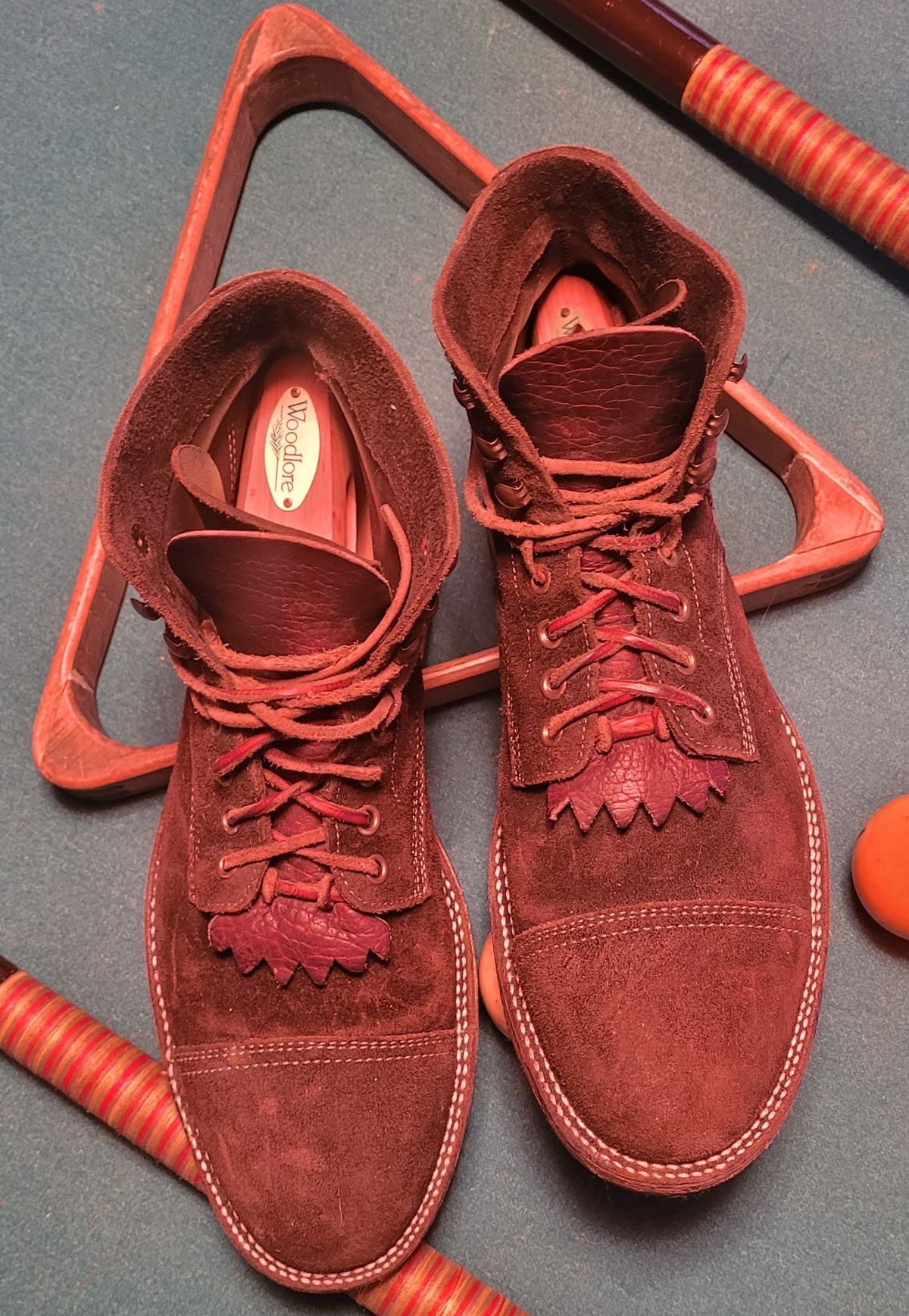 Photo by False.Idle.Warship on April 5, 2026 of the Parkhurst The Richmond in Dark Olive Waxed Roughout.