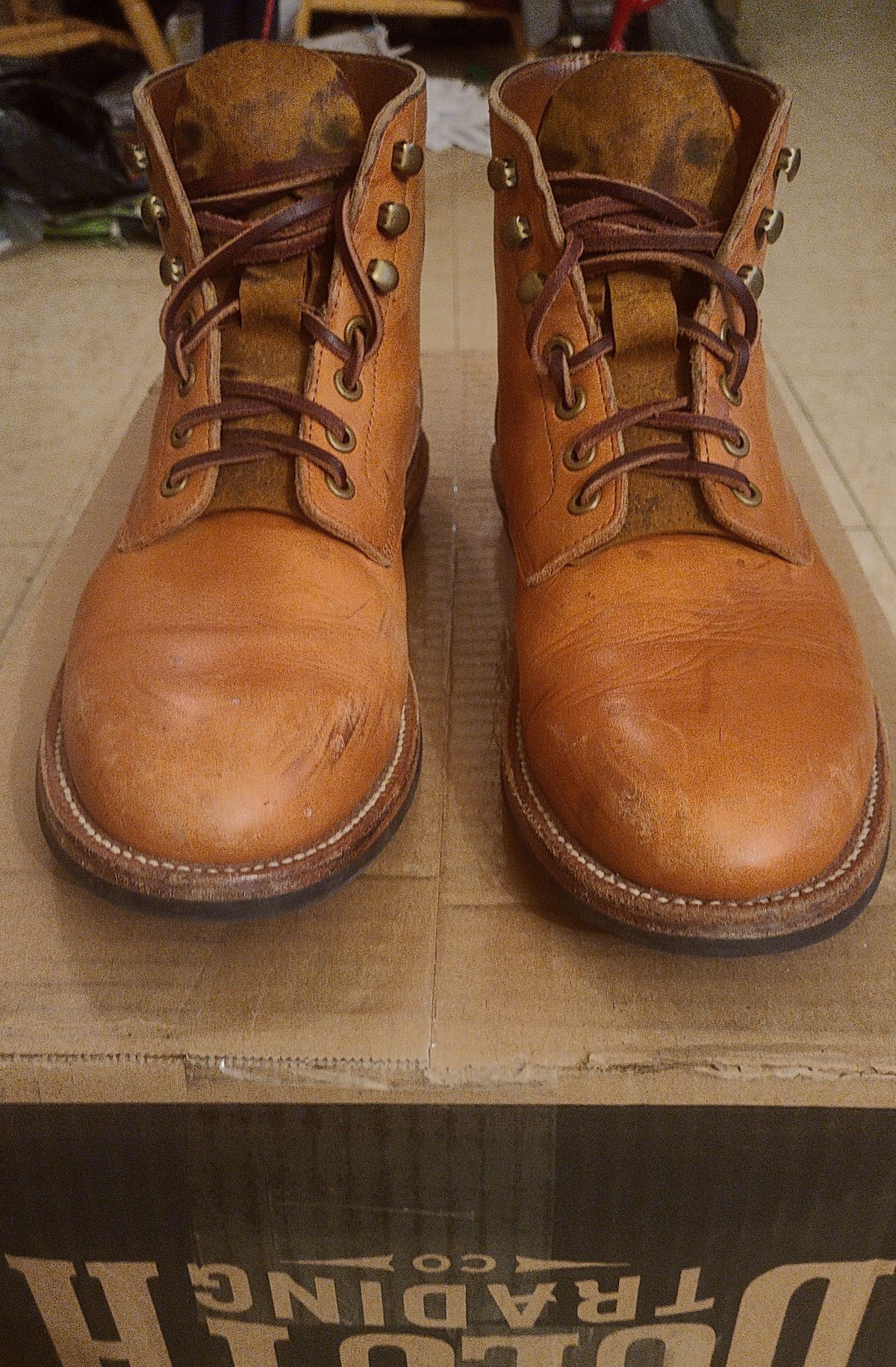 Photo by False.Idle.Warship on December 5, 2023 of the Grant Stone Diesel Boot in Horween Tan Essex.