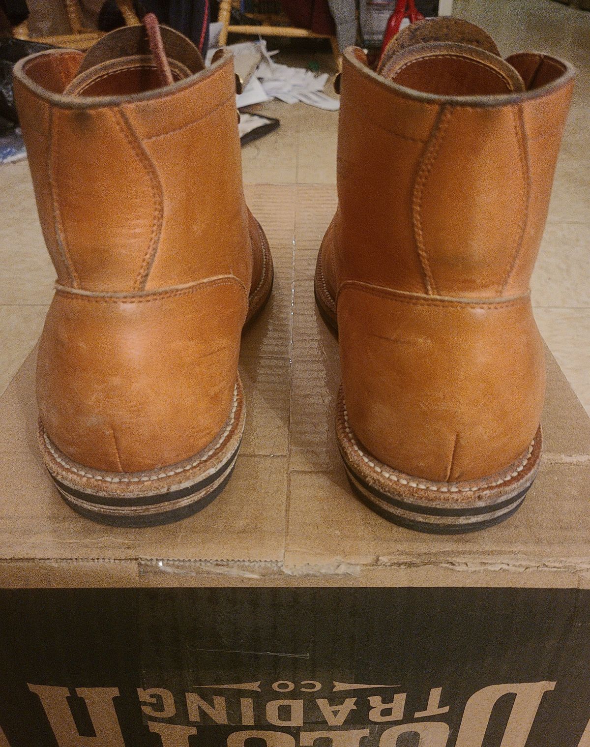 Photo by False.Idle.Warship on December 5, 2023 of the Grant Stone Diesel Boot in Horween Tan Essex.