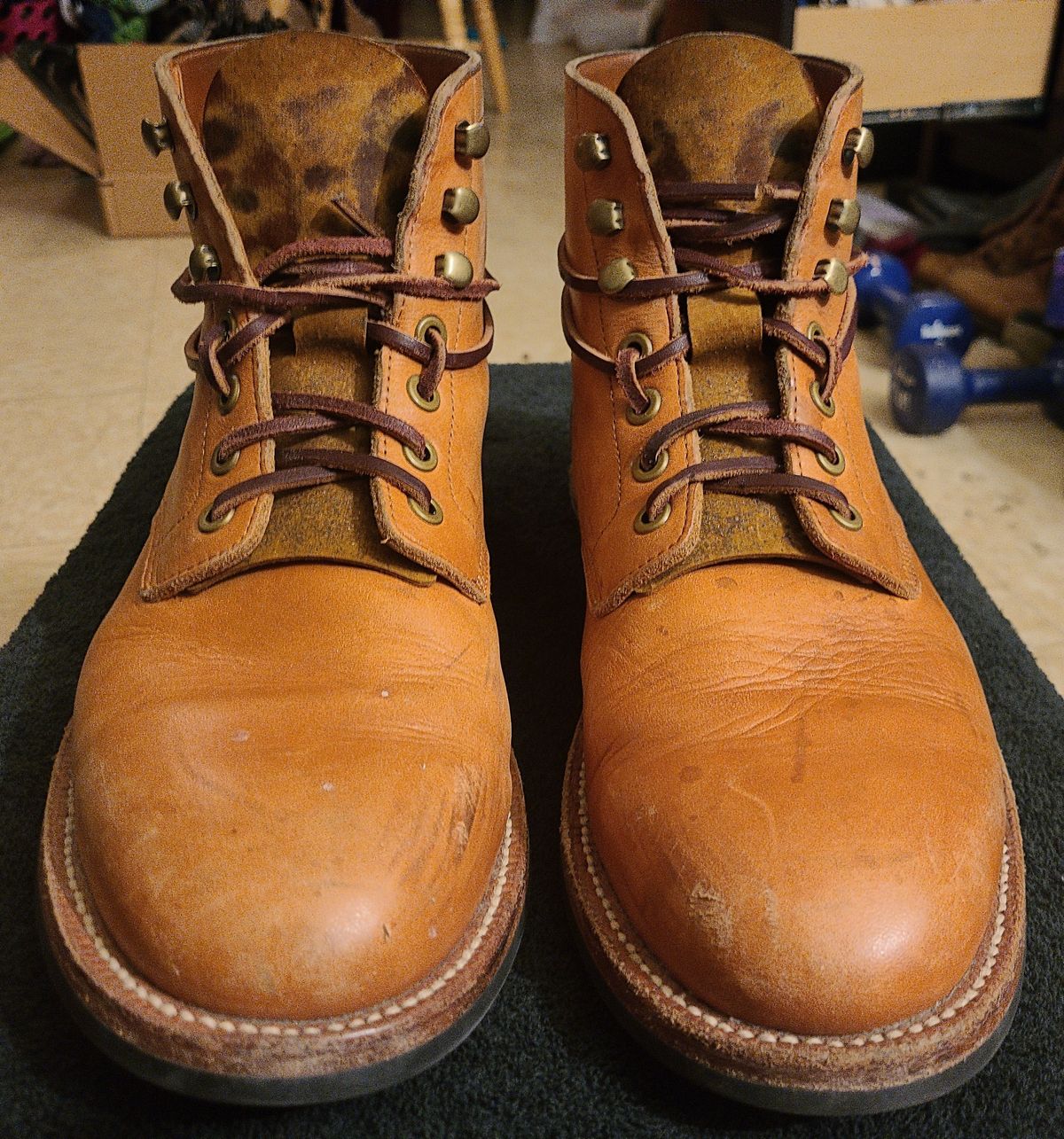 Photo by False.Idle.Warship on January 6, 2024 of the Grant Stone Diesel Boot in Horween Tan Essex.