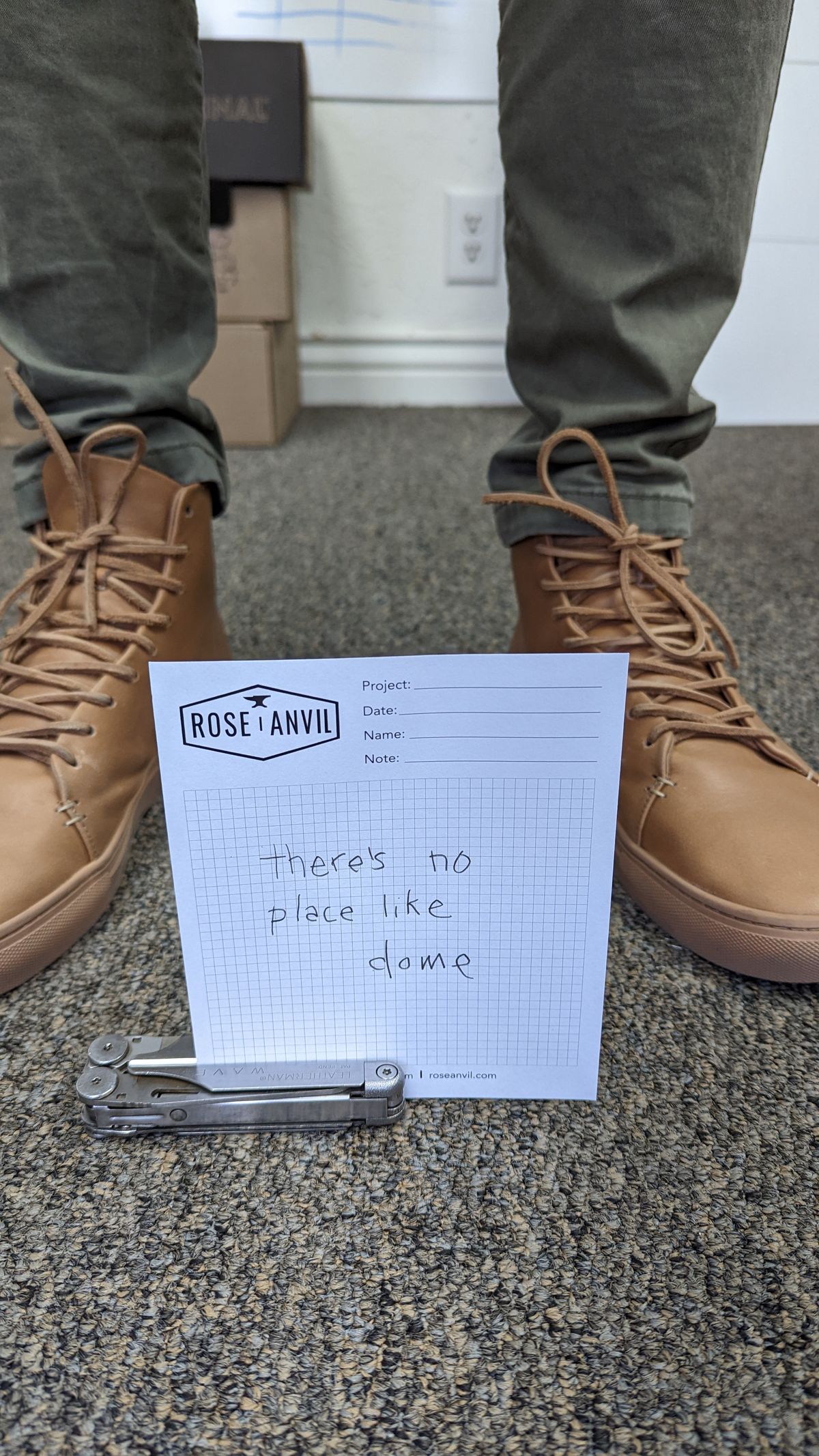 Photo by roseanvil_daniel on November 4, 2022 of the Thursday Premier High Top in Natural Vachetta.