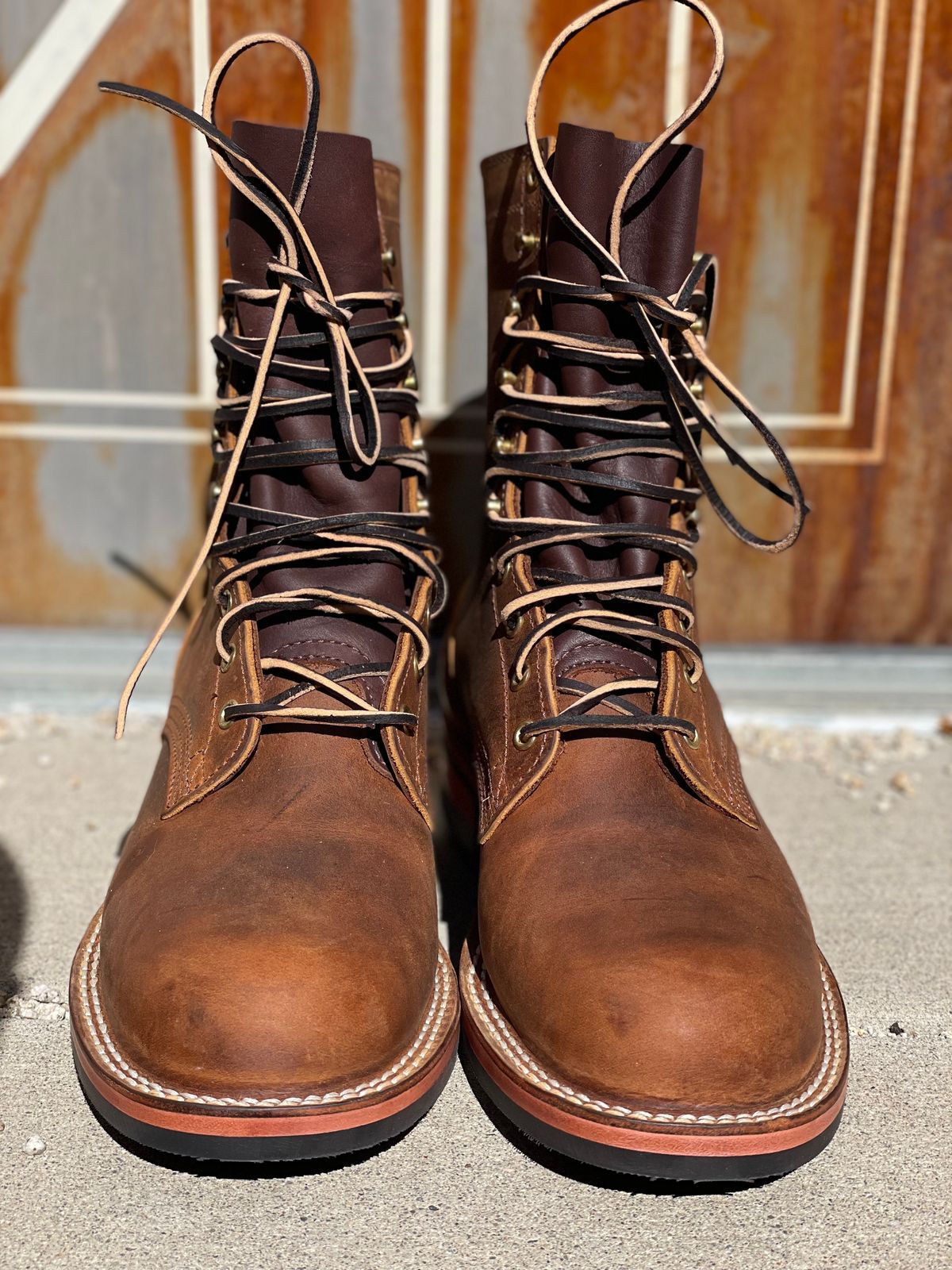 Photo by alecxreno on October 1, 2022 of the Nicks Officer in Horween Orange Predator.