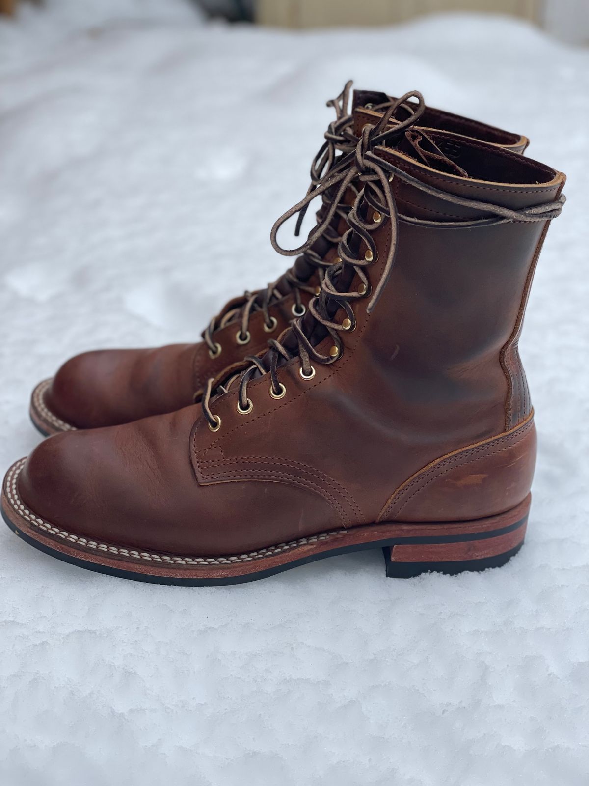 Photo by alecxreno on January 2, 2023 of the Nicks Officer in Horween Orange Predator.