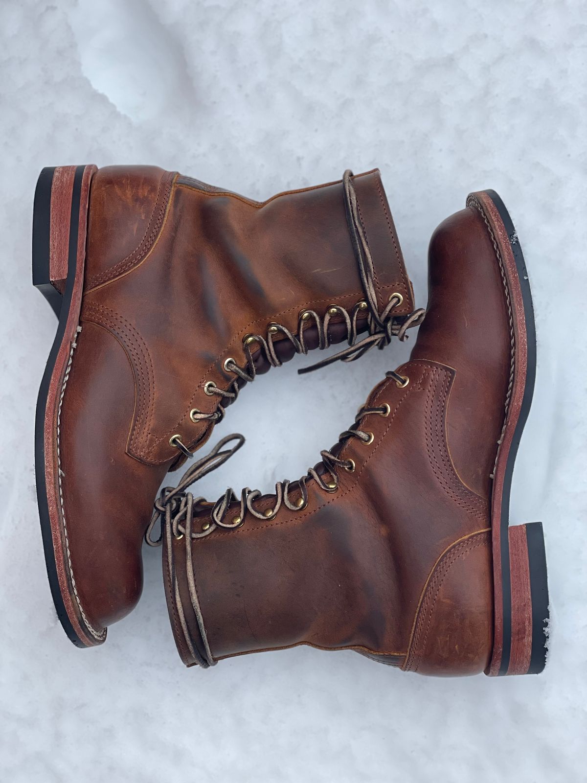 Photo by alecxreno on January 2, 2023 of the Nicks Officer in Horween Orange Predator.