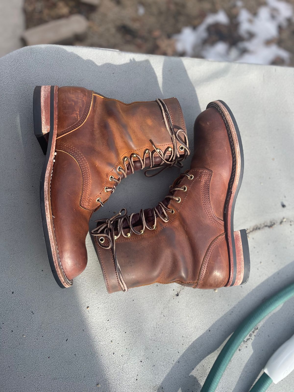 Photo by alecxreno on February 4, 2023 of the Nicks Officer in Horween Orange Predator.