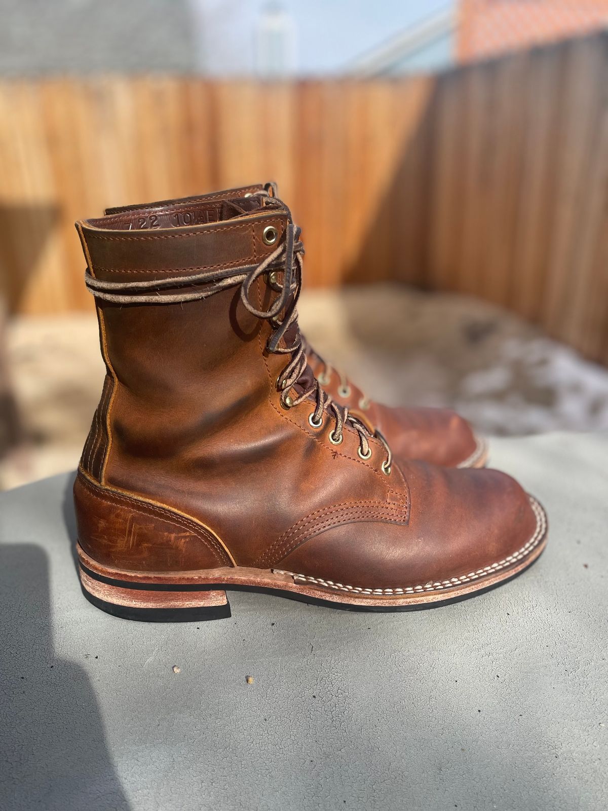Photo by alecxreno on February 4, 2023 of the Nicks Officer in Horween Orange Predator.