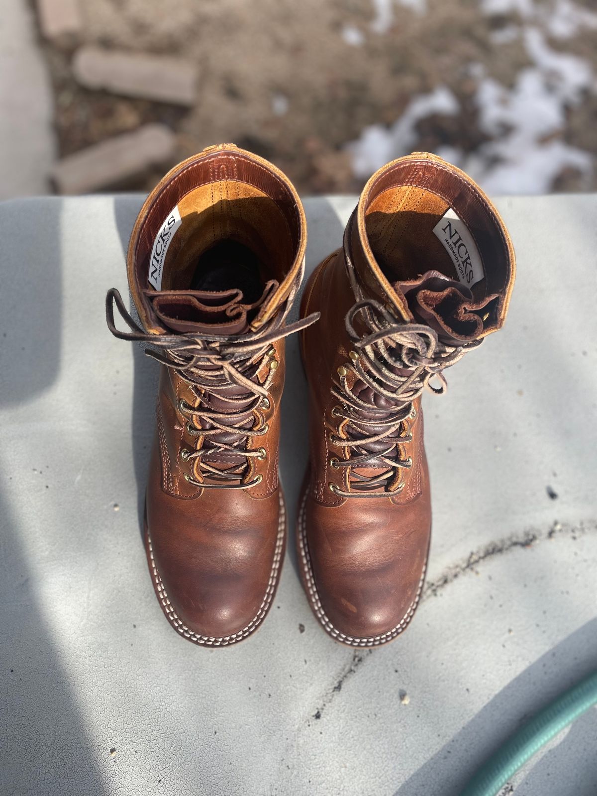 Photo by alecxreno on February 4, 2023 of the Nicks Officer in Horween Orange Predator.