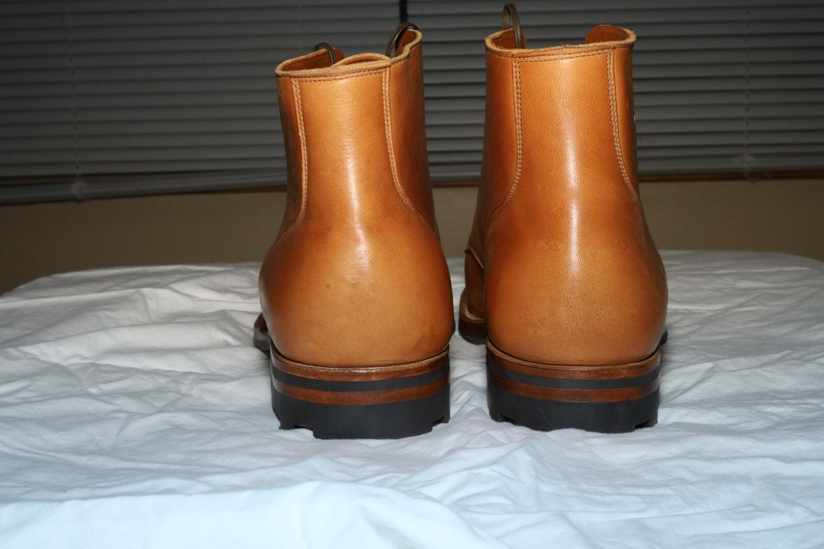 Photo by nared1267 on October 3, 2023 of the Viberg Service Boot in Shinki Beige Pony Latigo Horsehide.