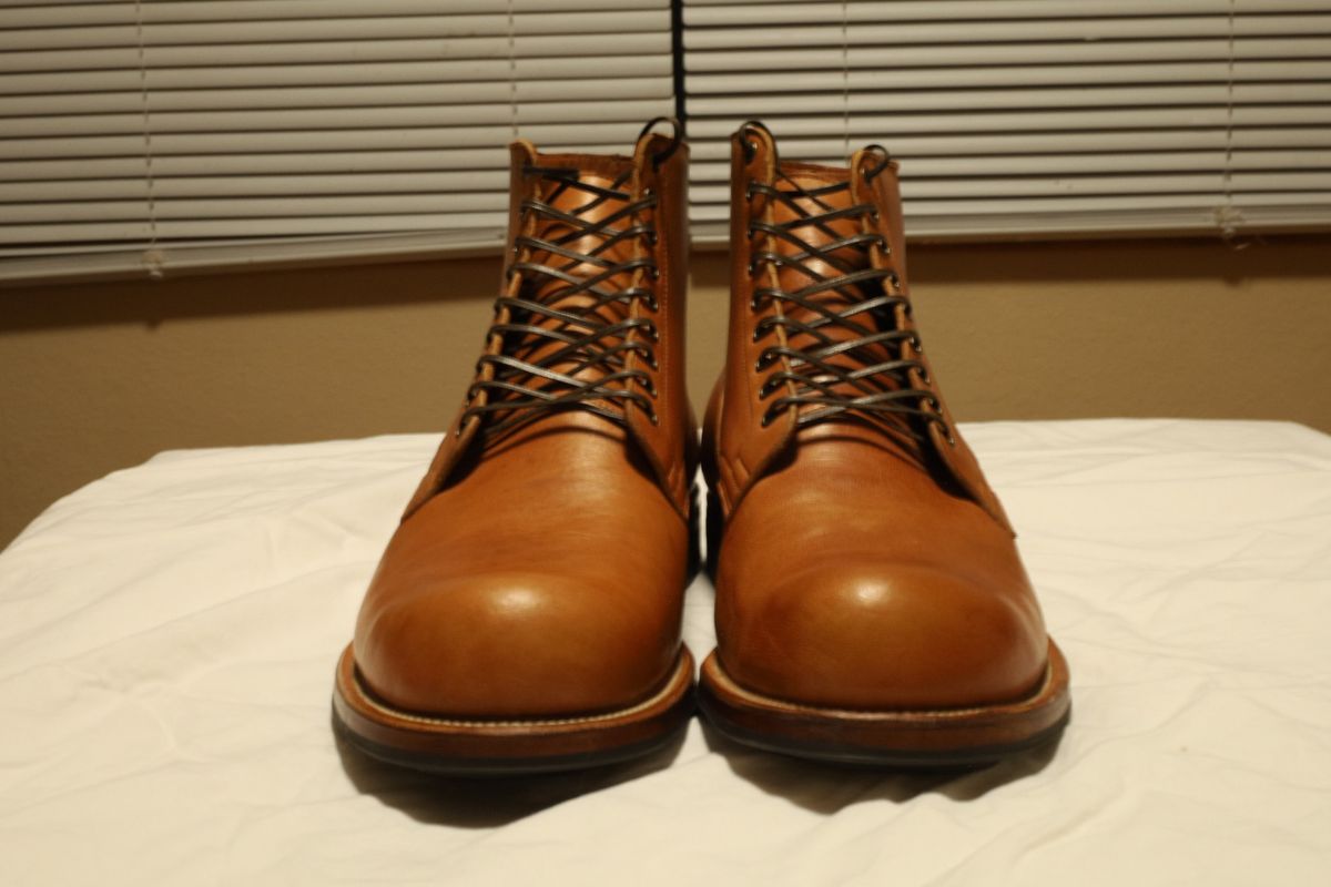 Photo by nared1267 on October 3, 2023 of the Viberg Service Boot in Shinki Beige Pony Latigo Horsehide.