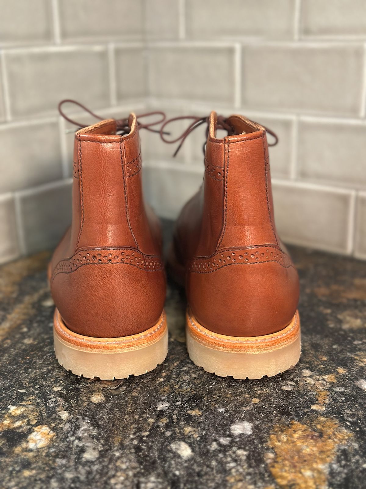 Photo by cows_electronico on March 3, 2025 of the Rancourt & Co. Shortwing Boot in Walnut Latigo.