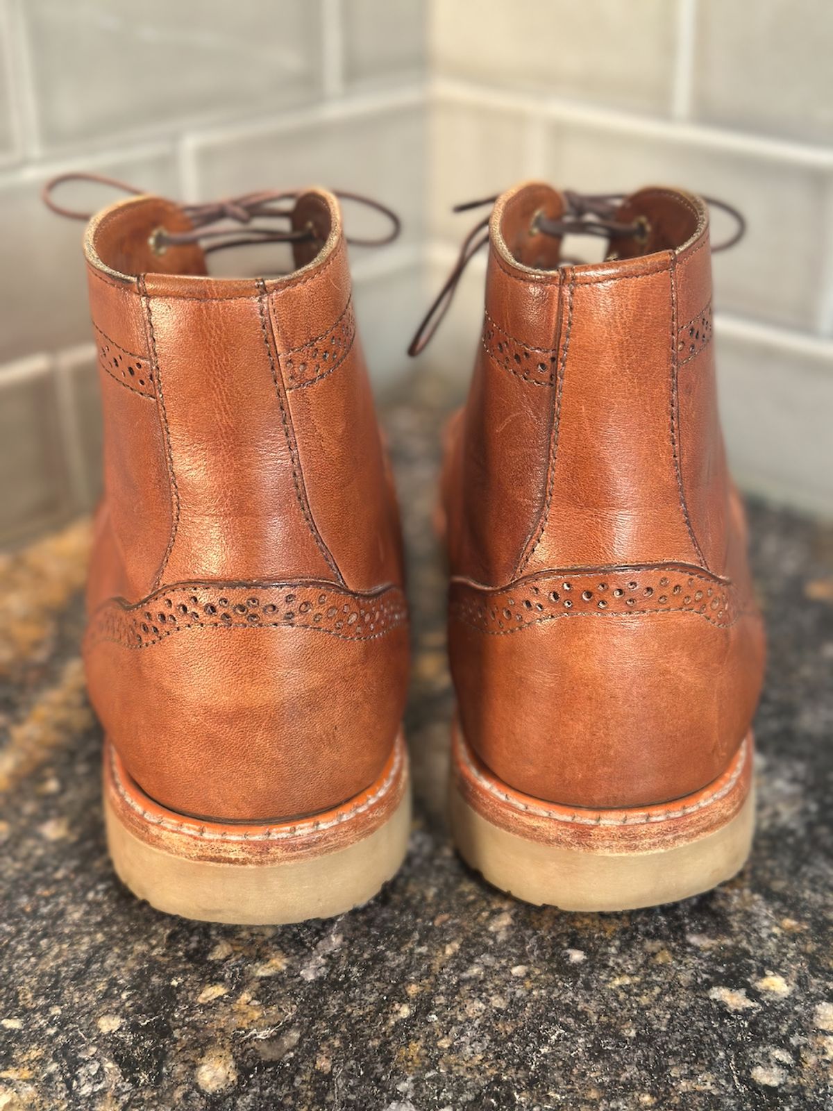 Photo by cows_electronico on October 1, 2025 of the Rancourt & Co. Shortwing Boot in Walnut Latigo.