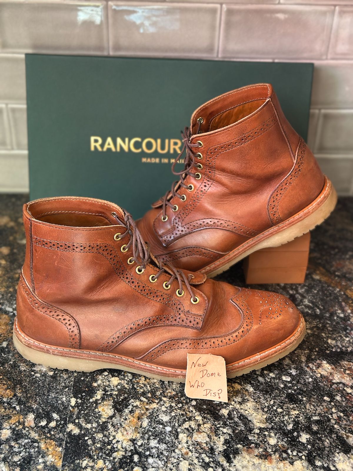 Photo by cows_electronico on October 1, 2025 of the Rancourt & Co. Shortwing Boot in Walnut Latigo.