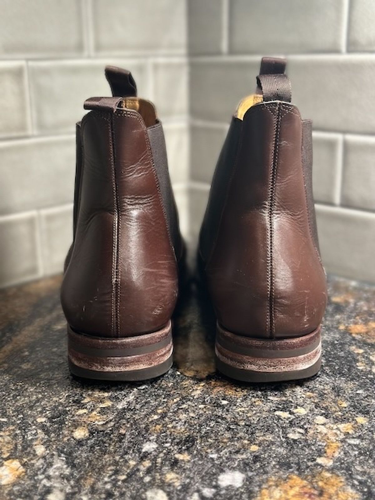 Photo by cows_electronico on February 6, 2024 of the Meermin Chelsea Boot in Du Puy Brown Box Calf.