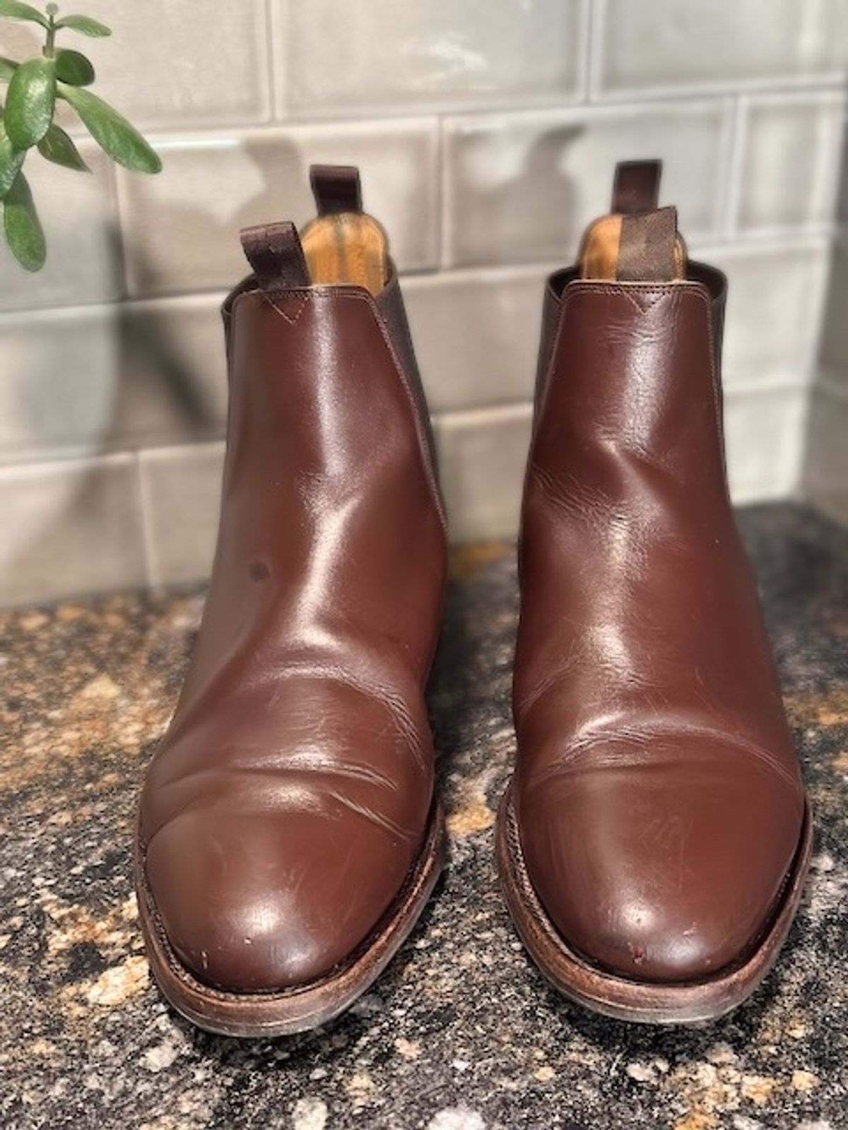 Photo by cows_electronico on April 6, 2024 of the Meermin Chelsea Boot in Du Puy Brown Box Calf.