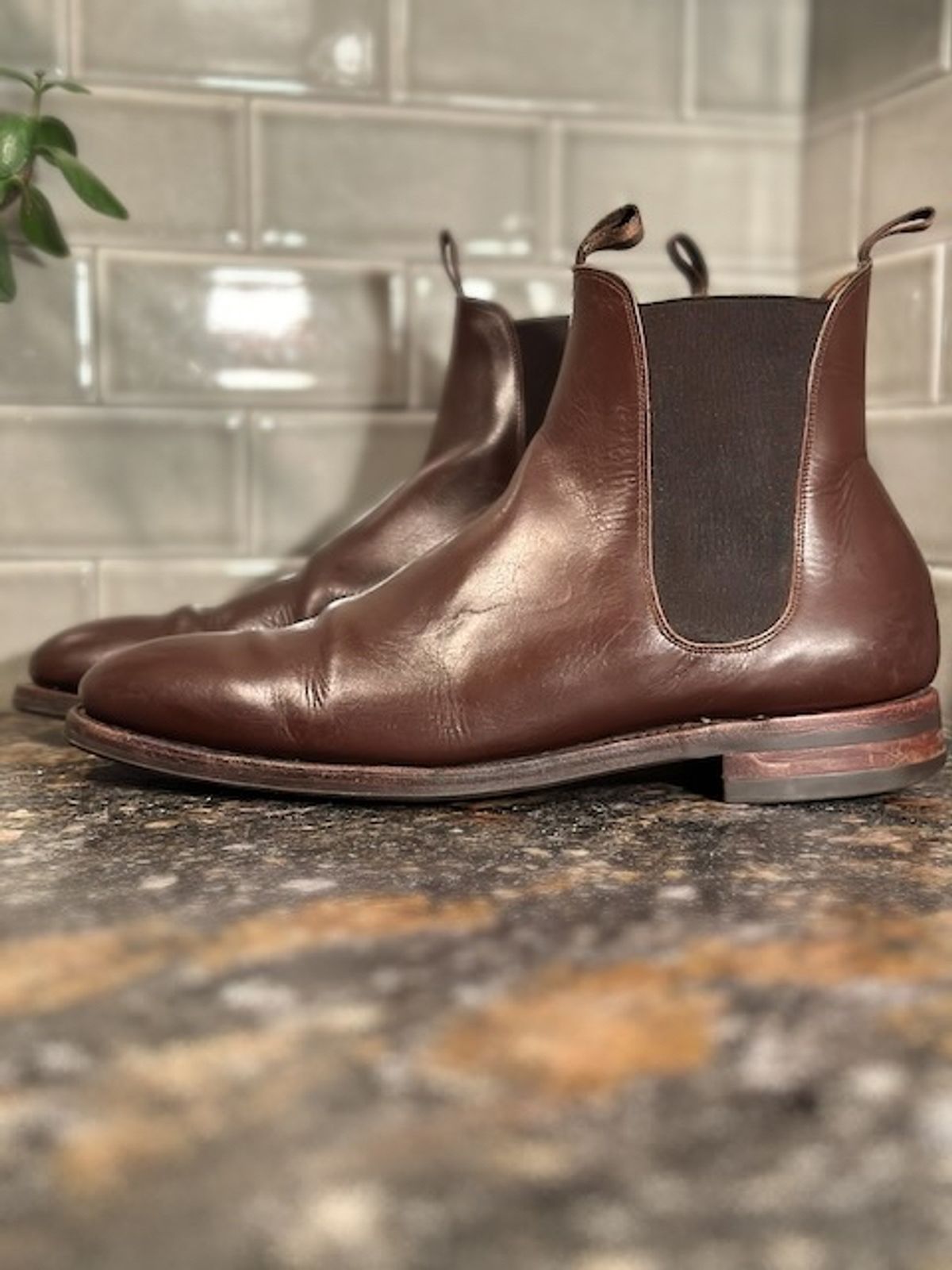 Photo by cows_electronico on April 6, 2024 of the Meermin Chelsea Boot in Du Puy Brown Box Calf.