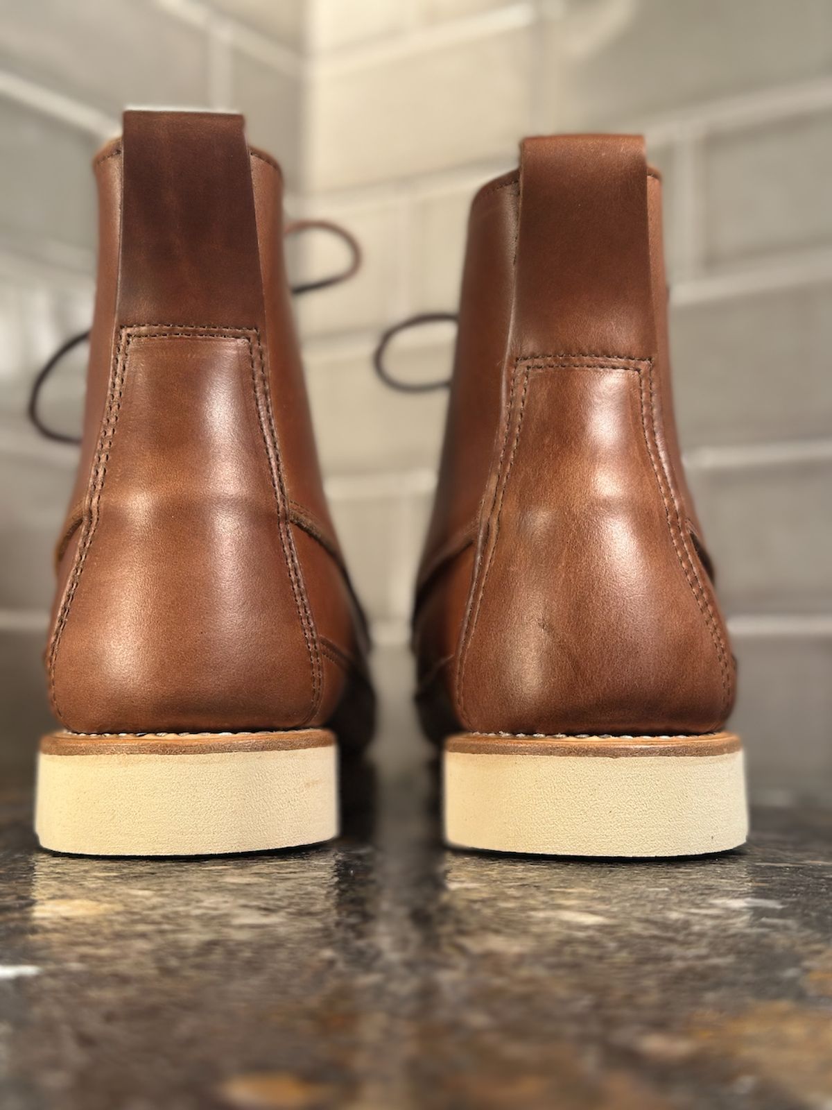 Photo by cows_electronico on October 1, 2025 of the Rancourt & Co. Harrison Boot Redux in Horween Natural Chromexcel.