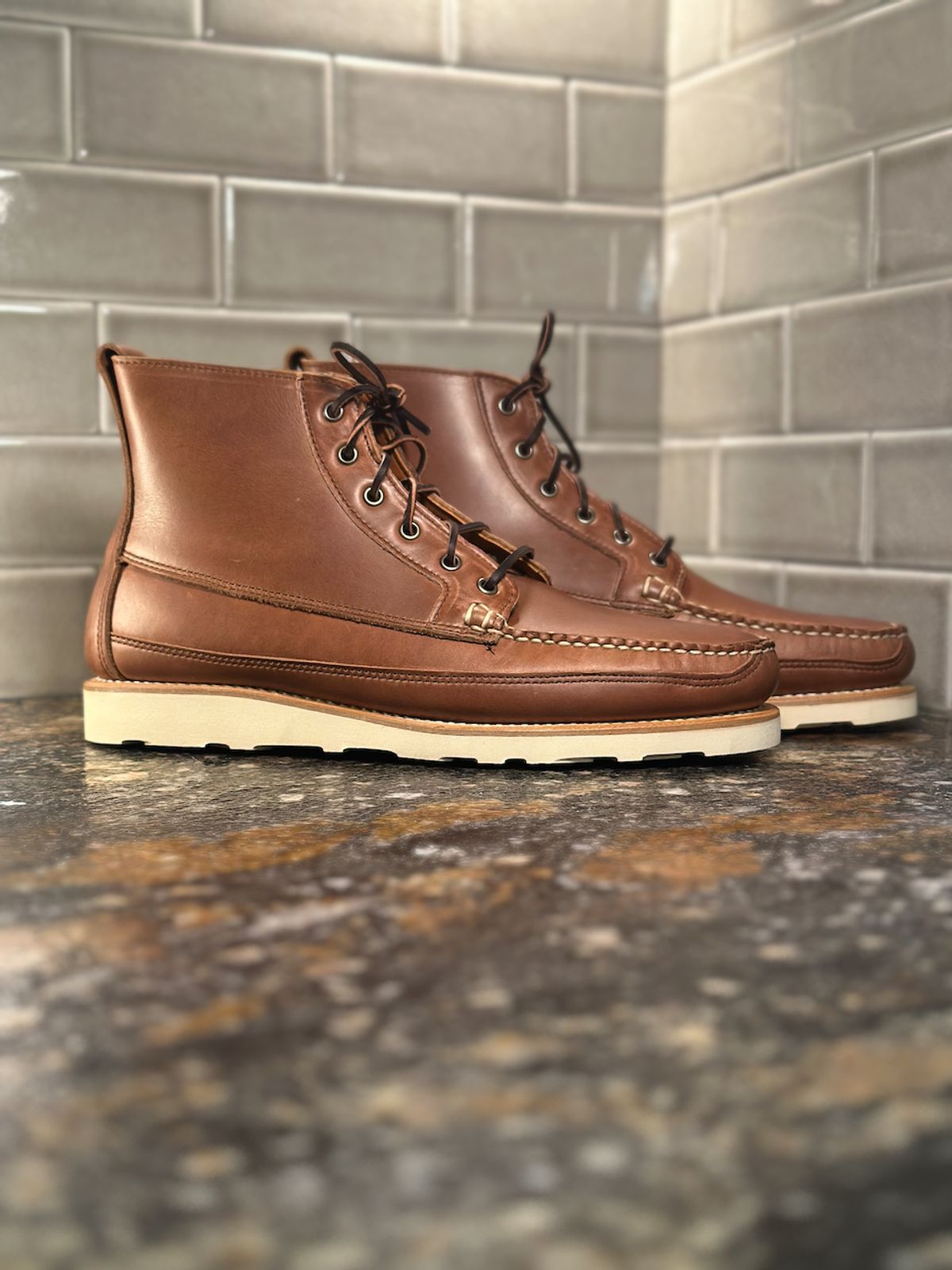 Photo by cows_electronico on October 1, 2025 of the Rancourt & Co. Harrison Boot Redux in Horween Natural Chromexcel.