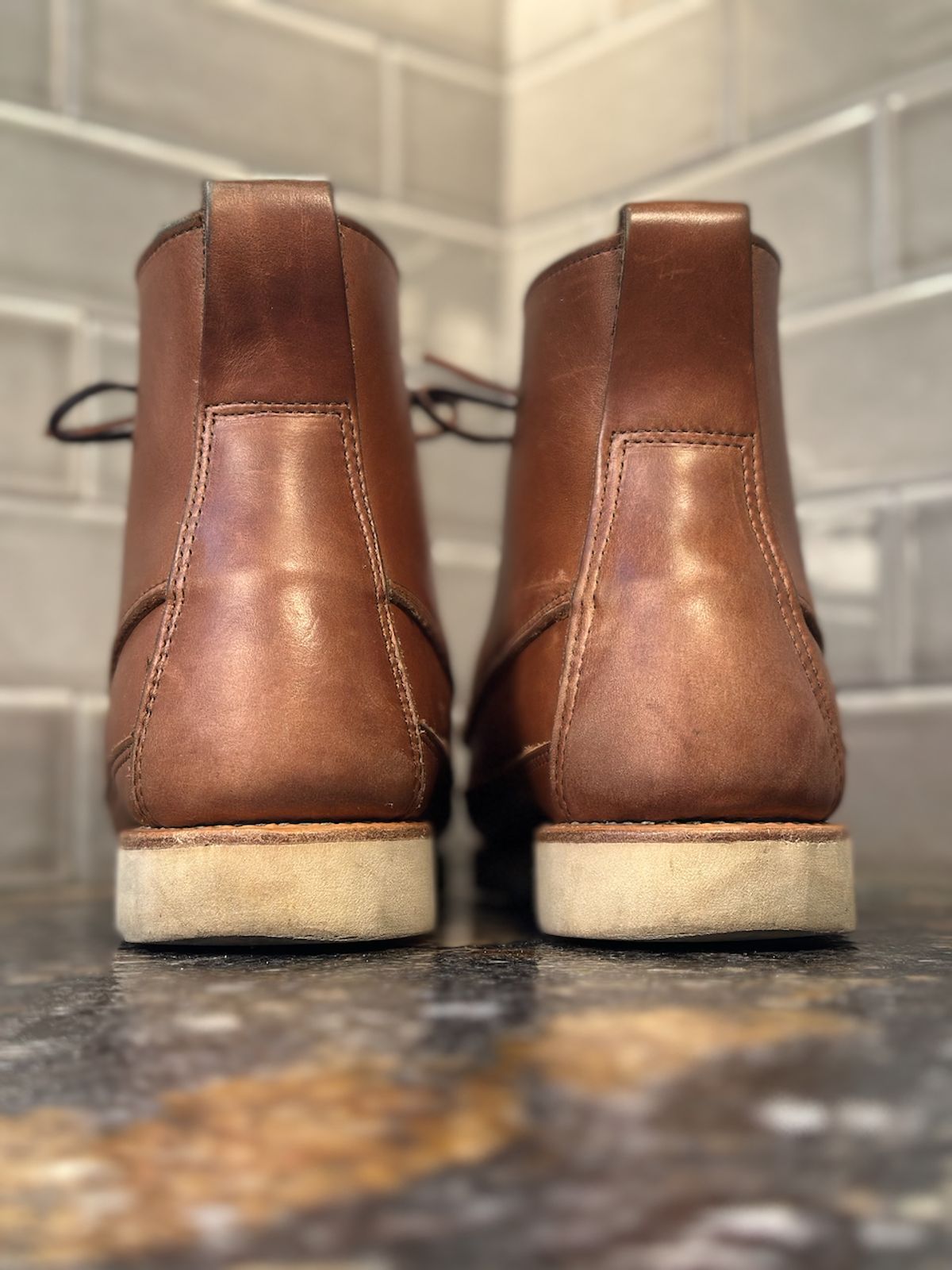 Photo by cows_electronico on November 3, 2025 of the Rancourt & Co. Harrison Boot Redux in Horween Natural Chromexcel.