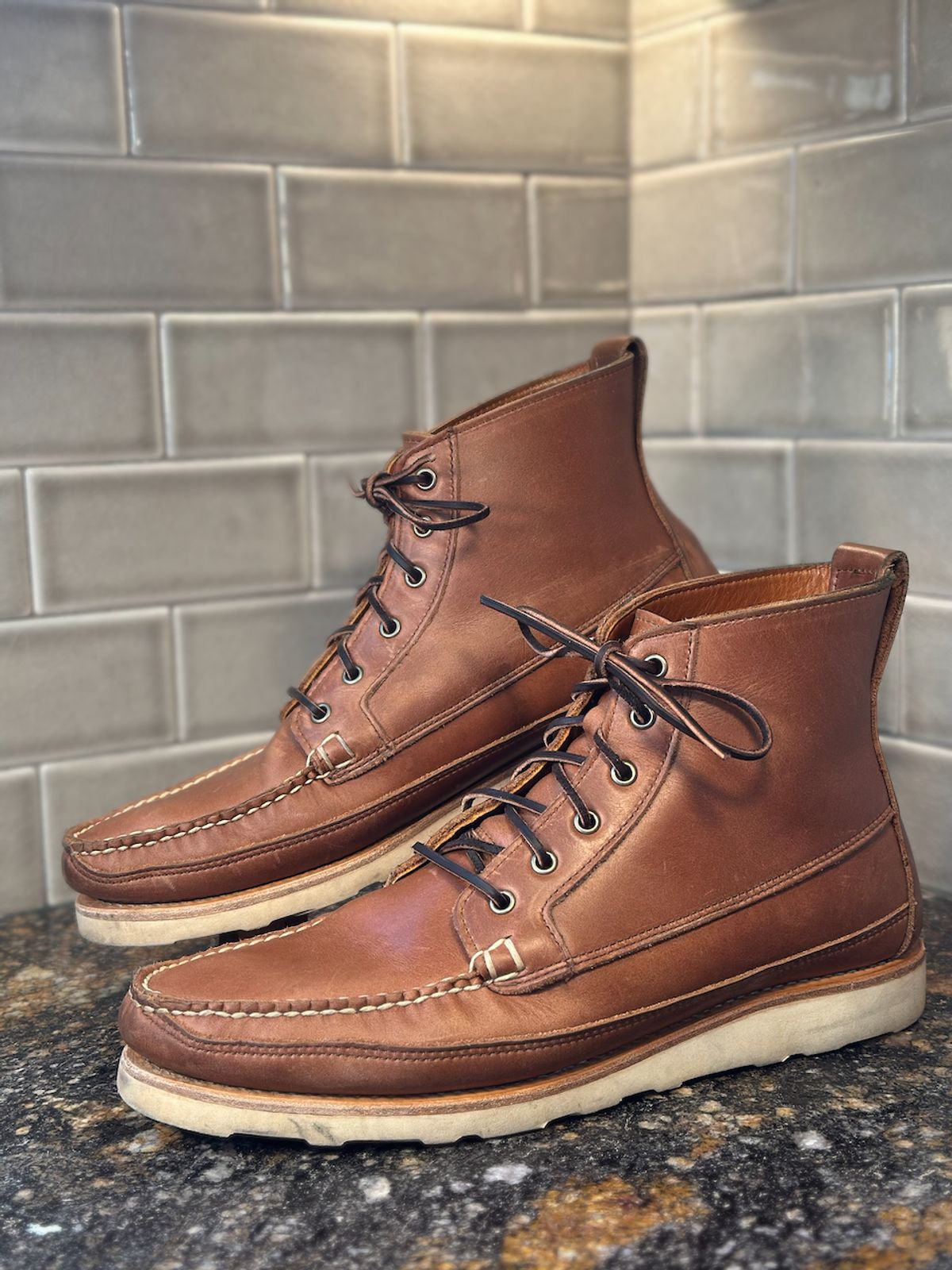 Photo by cows_electronico on November 3, 2025 of the Rancourt & Co. Harrison Boot Redux in Horween Natural Chromexcel.