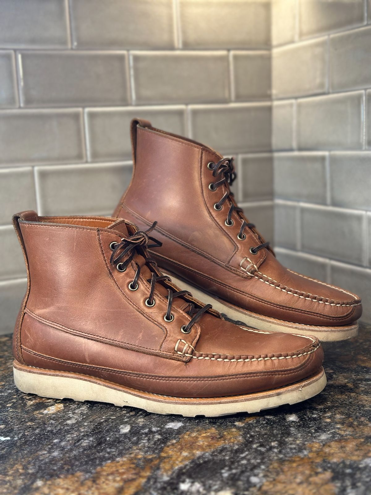 Photo by cows_electronico on November 3, 2025 of the Rancourt & Co. Harrison Boot Redux in Horween Natural Chromexcel.