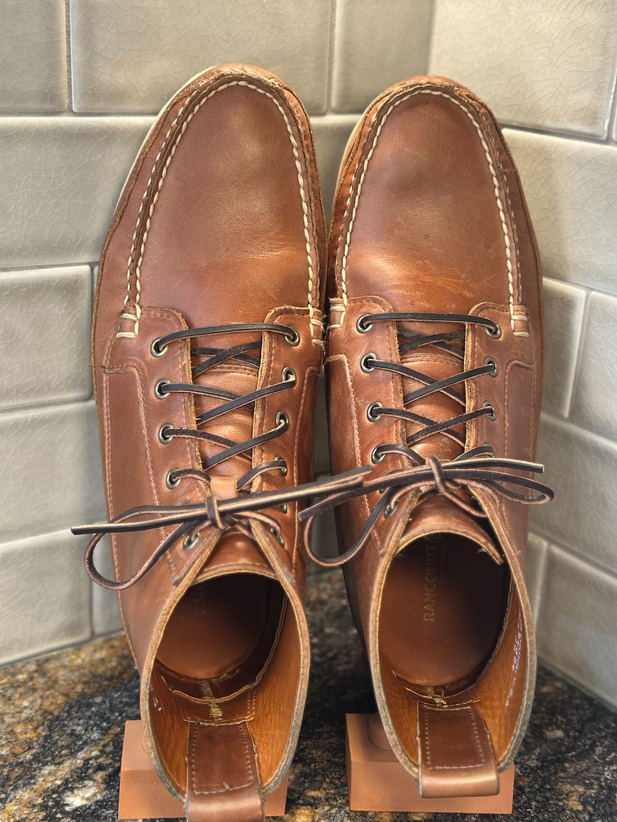 Photo by cows_electronico on November 3, 2025 of the Rancourt & Co. Harrison Boot Redux in Horween Natural Chromexcel.