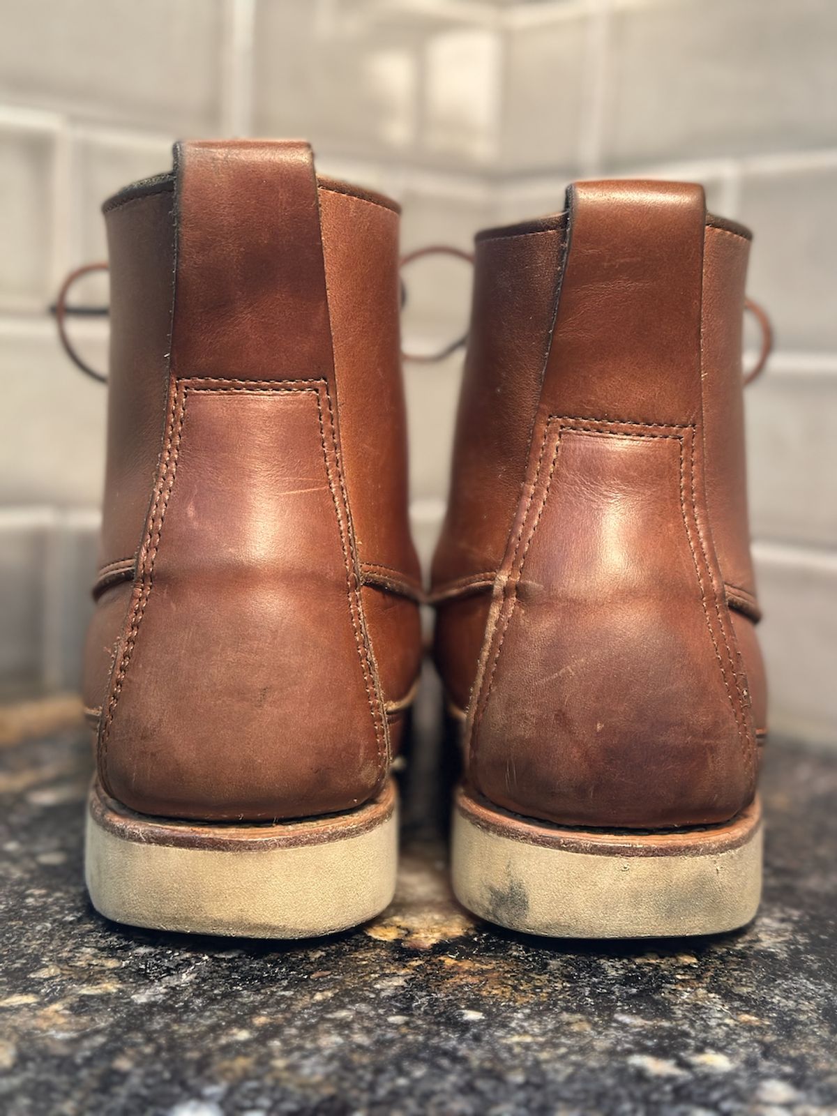 Photo by cows_electronico on December 5, 2025 of the Rancourt & Co. Harrison Boot Redux in Horween Natural Chromexcel.
