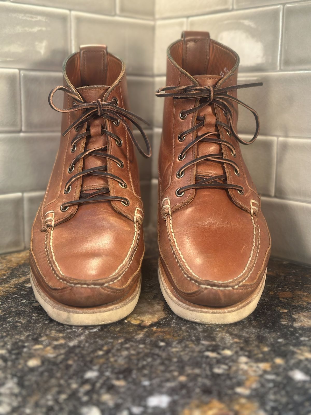 Photo by cows_electronico on January 5, 2026 of the Rancourt & Co. Harrison Boot Redux in Horween Natural Chromexcel.