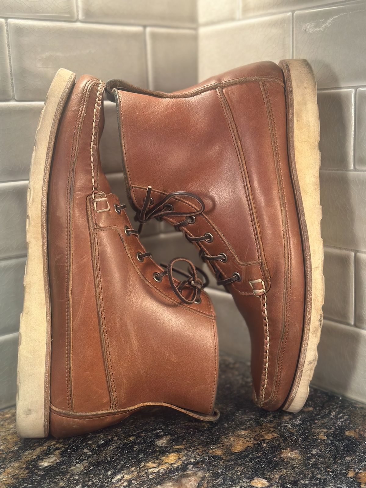 Photo by cows_electronico on January 5, 2026 of the Rancourt & Co. Harrison Boot Redux in Horween Natural Chromexcel.
