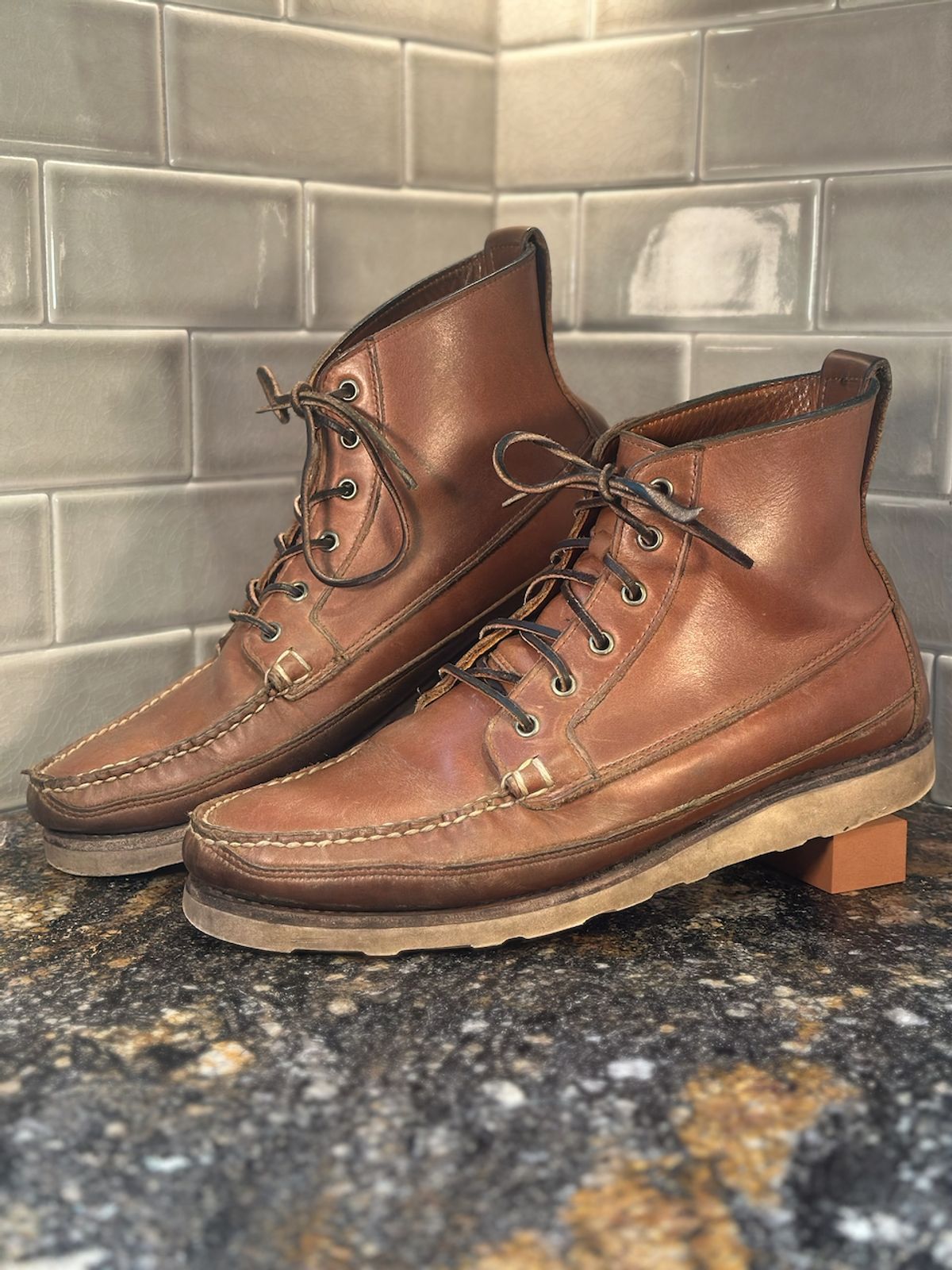 Photo by cows_electronico on March 4, 2026 of the Rancourt & Co. Harrison Boot Redux in Horween Natural Chromexcel.