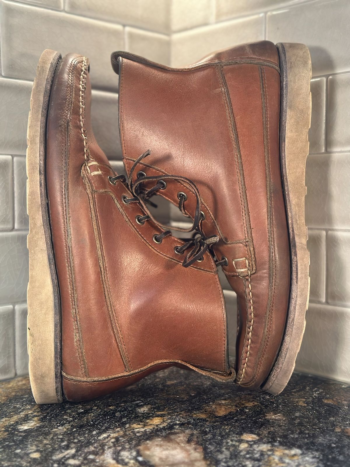 Photo by cows_electronico on March 4, 2026 of the Rancourt & Co. Harrison Boot Redux in Horween Natural Chromexcel.