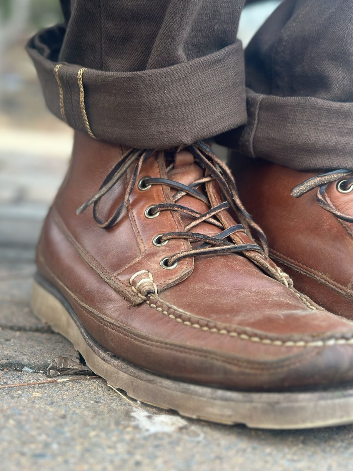 Photo by cows_electronico on March 11, 2026 of the Rancourt & Co. Harrison Boot Redux in Horween Natural Chromexcel.