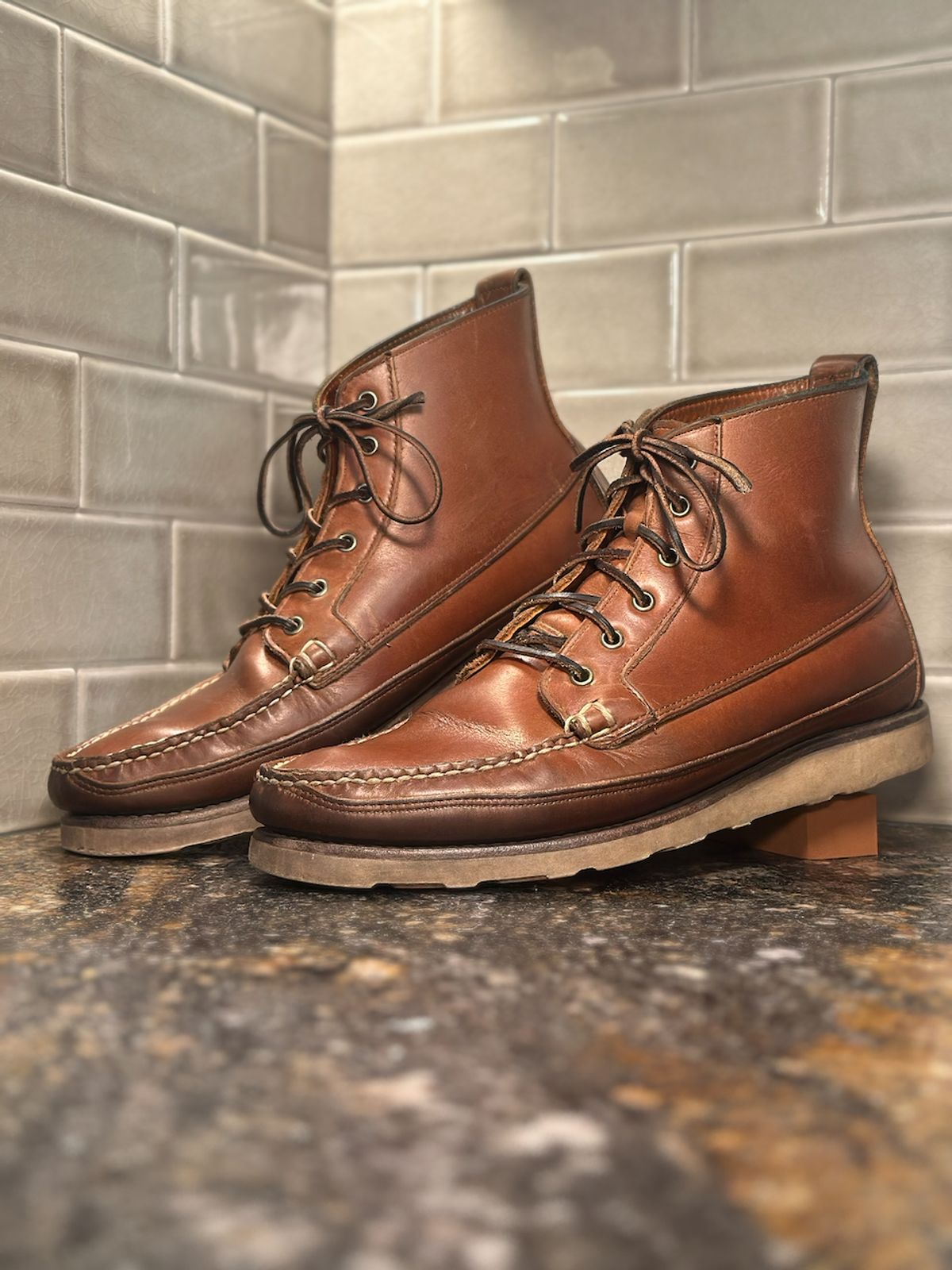 Photo by cows_electronico on April 3, 2026 of the Rancourt & Co. Harrison Boot Redux in Horween Natural Chromexcel.