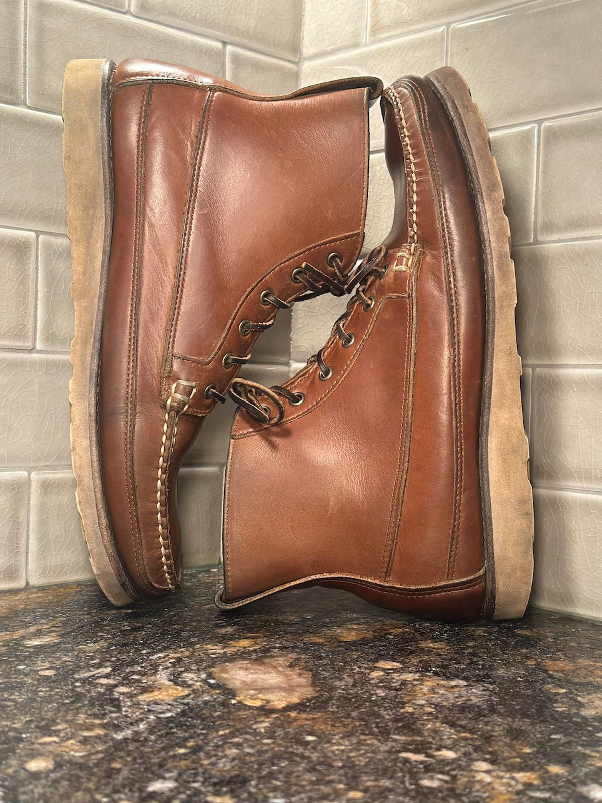 Photo by cows_electronico on April 3, 2026 of the Rancourt & Co. Harrison Boot Redux in Horween Natural Chromexcel.