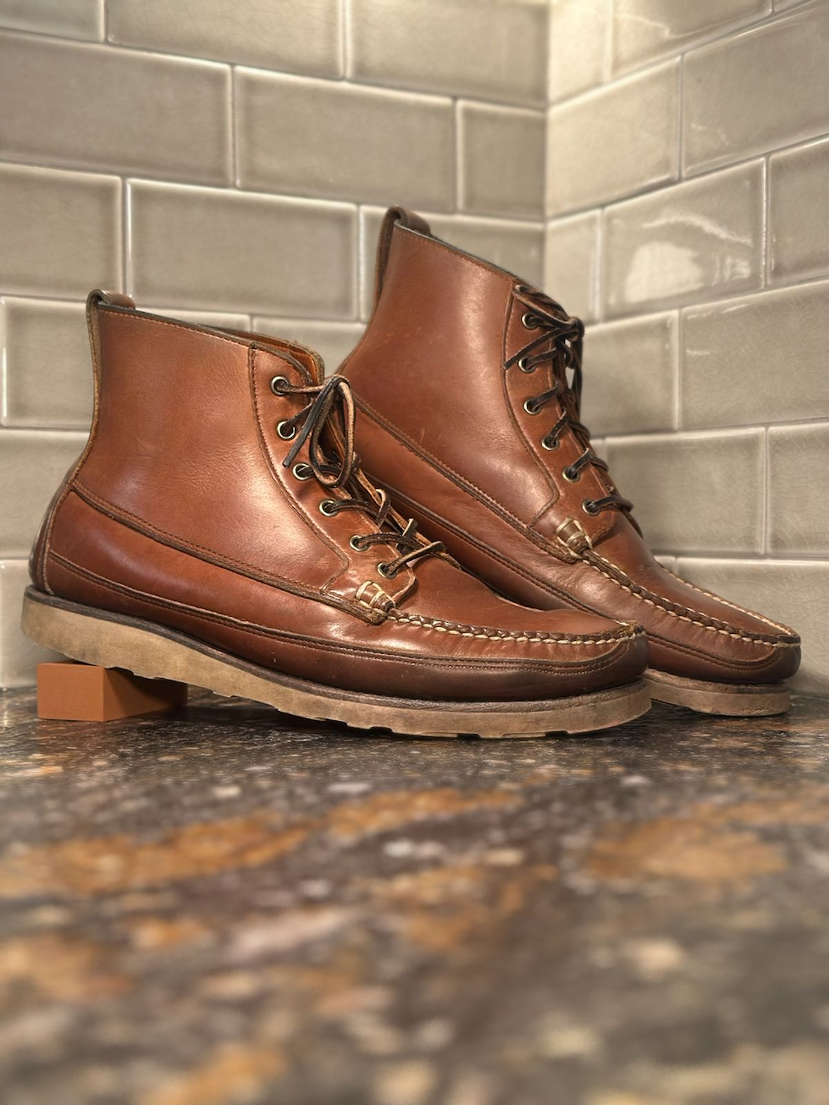 Photo by cows_electronico on April 3, 2026 of the Rancourt & Co. Harrison Boot Redux in Horween Natural Chromexcel.